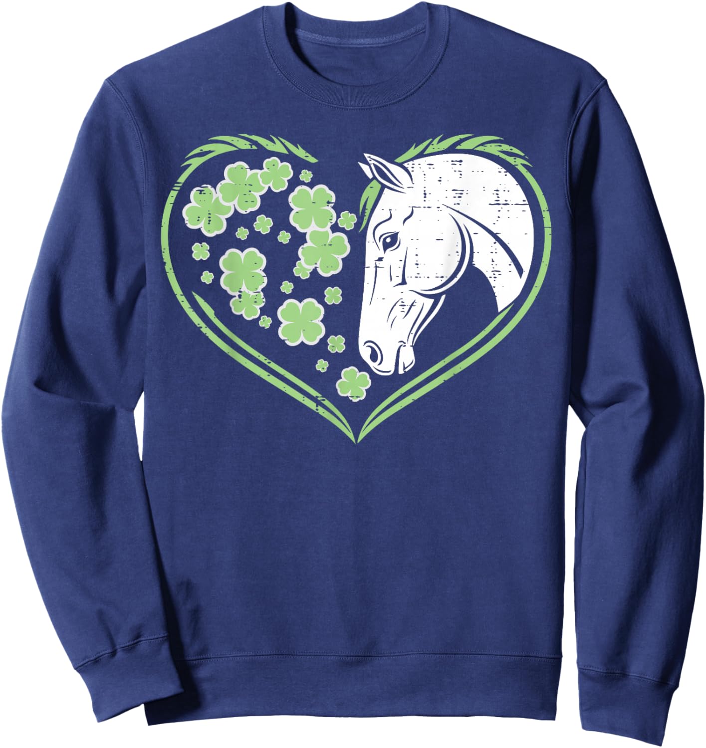 St Patricks Day Horse Heart Saint Pattys Women Girls Kids Sweatshirt - Sweatshirt | Navy