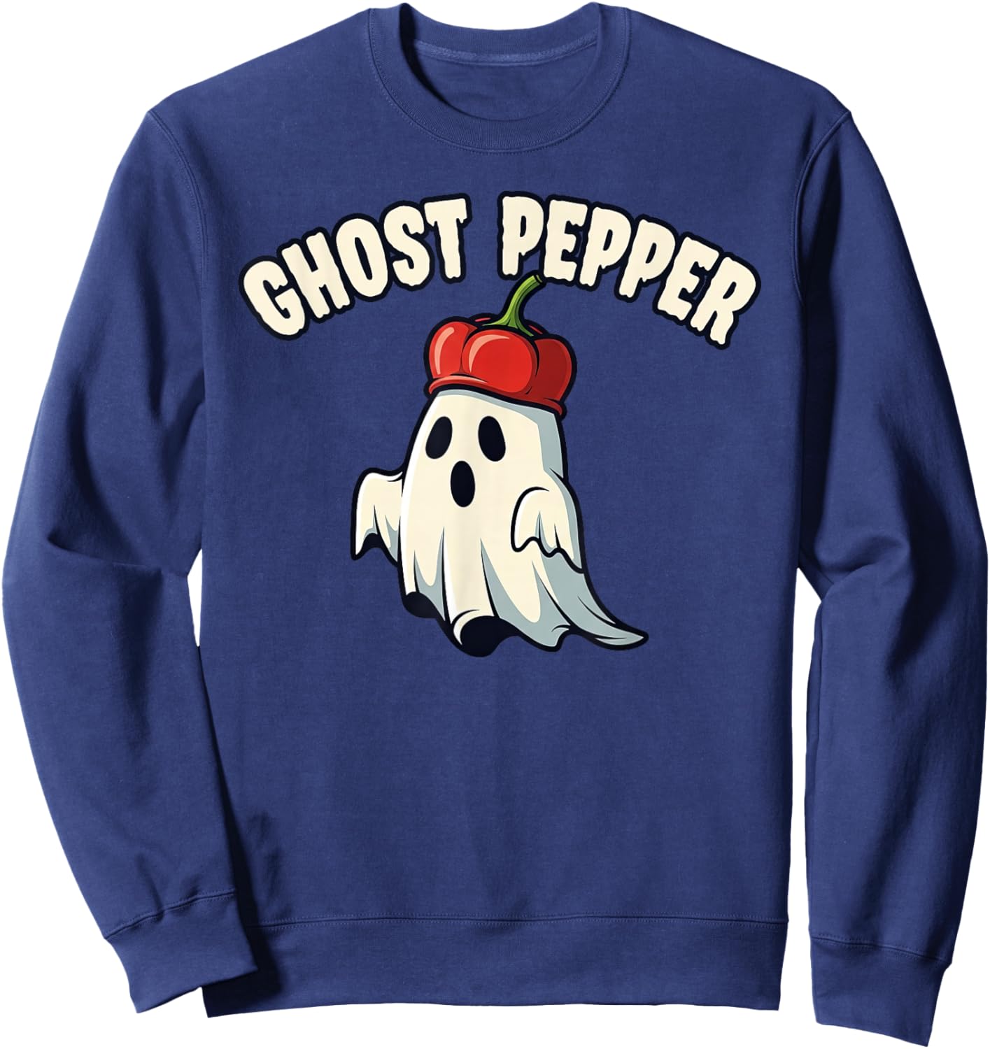 Ghost Pepper Spicy Food Halloween Pun Sweatshirt - Sweatshirt | Navy