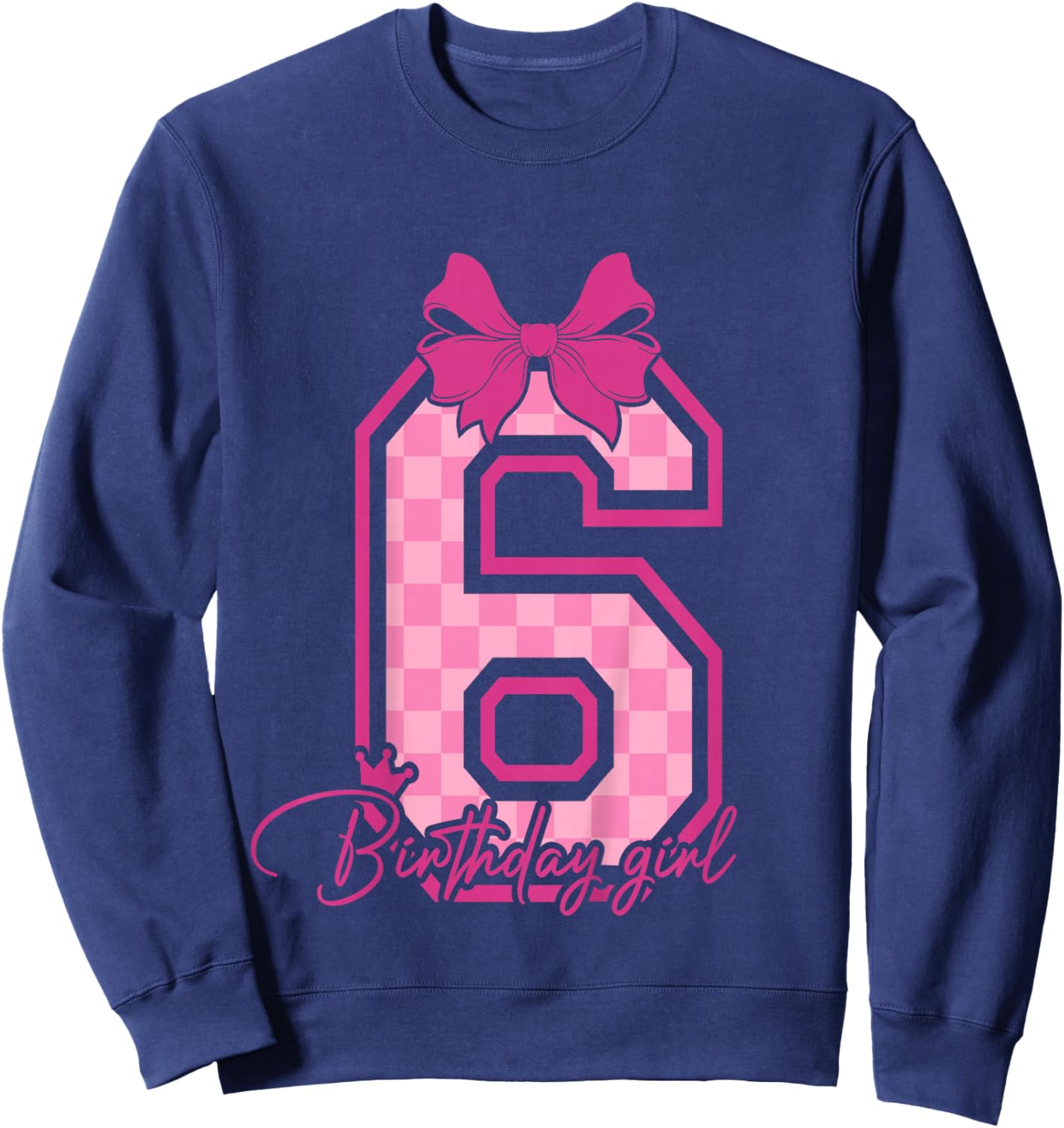 6th Birthday Girl Coquette Pink Bow 6 Year Old Birthday Girl Sweatshirt - Sweatshirt | Navy