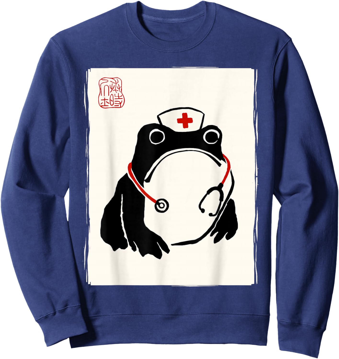 Japanese Grumpy Frog Nurse Appreciation Funny Nurse Sweatshirt - Sweatshirt | Navy
