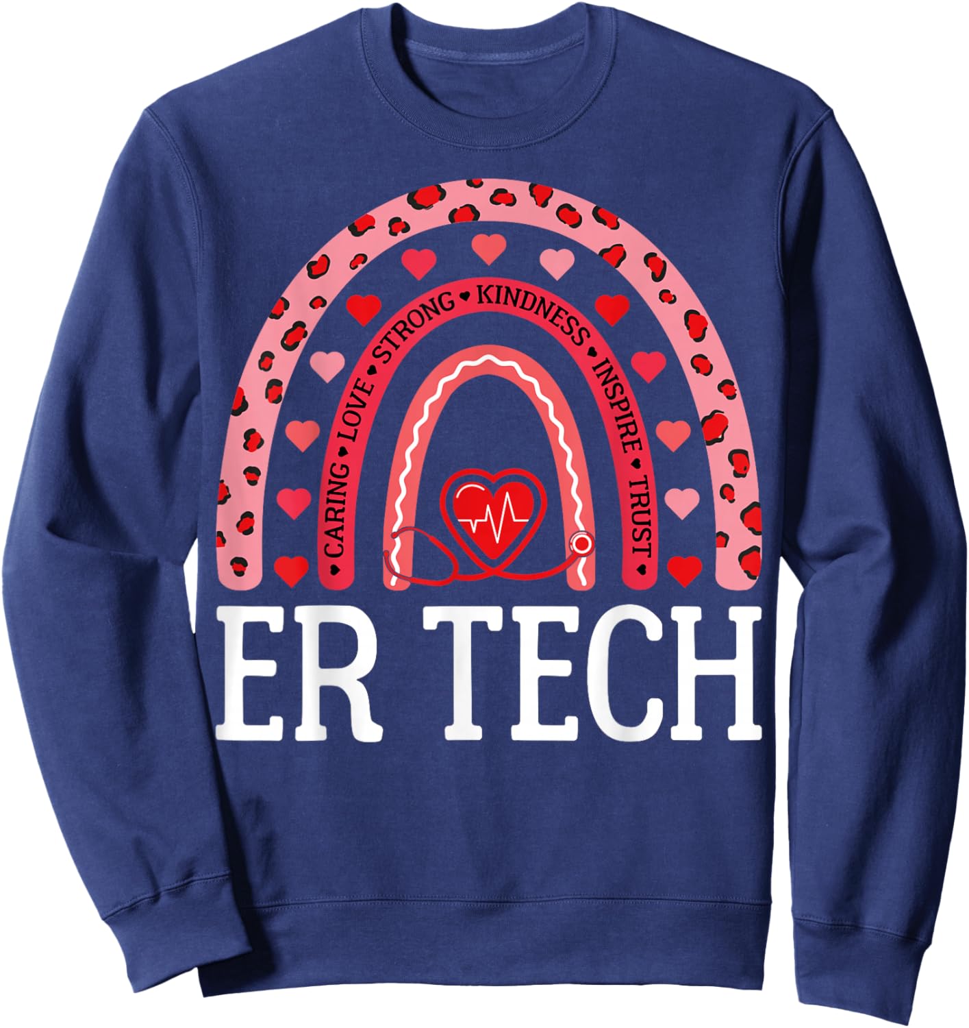 ER Tech Valentine's Day Emergency Department Technologist Sweatshirt - Sweatshirt | Navy