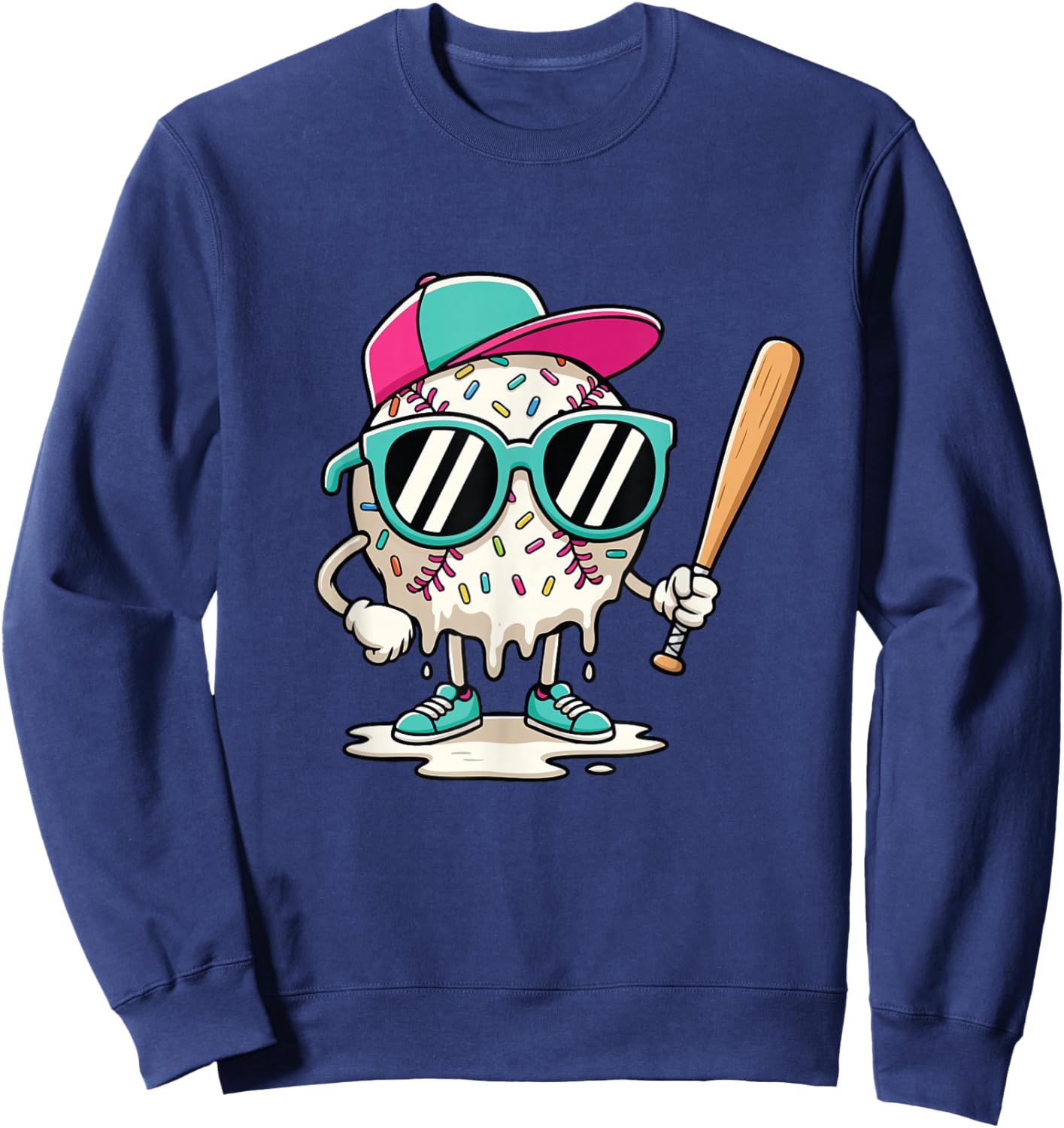 Dripping Baseball - Baseball Lover Player Baseballer Sweatshirt - Sweatshirt | Navy
