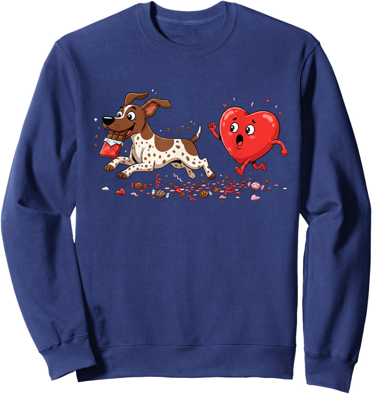 Funny German Shorthaired Pointer Heart Valentine Dog Sweatshirt - Sweatshirt | Navy