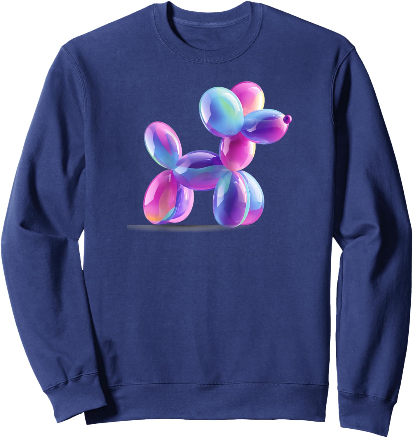 Dopamine Aesthetic Balloon Dog Colorful Art Raglan Baseball Sweatshirt - Sweatshirt | Navy