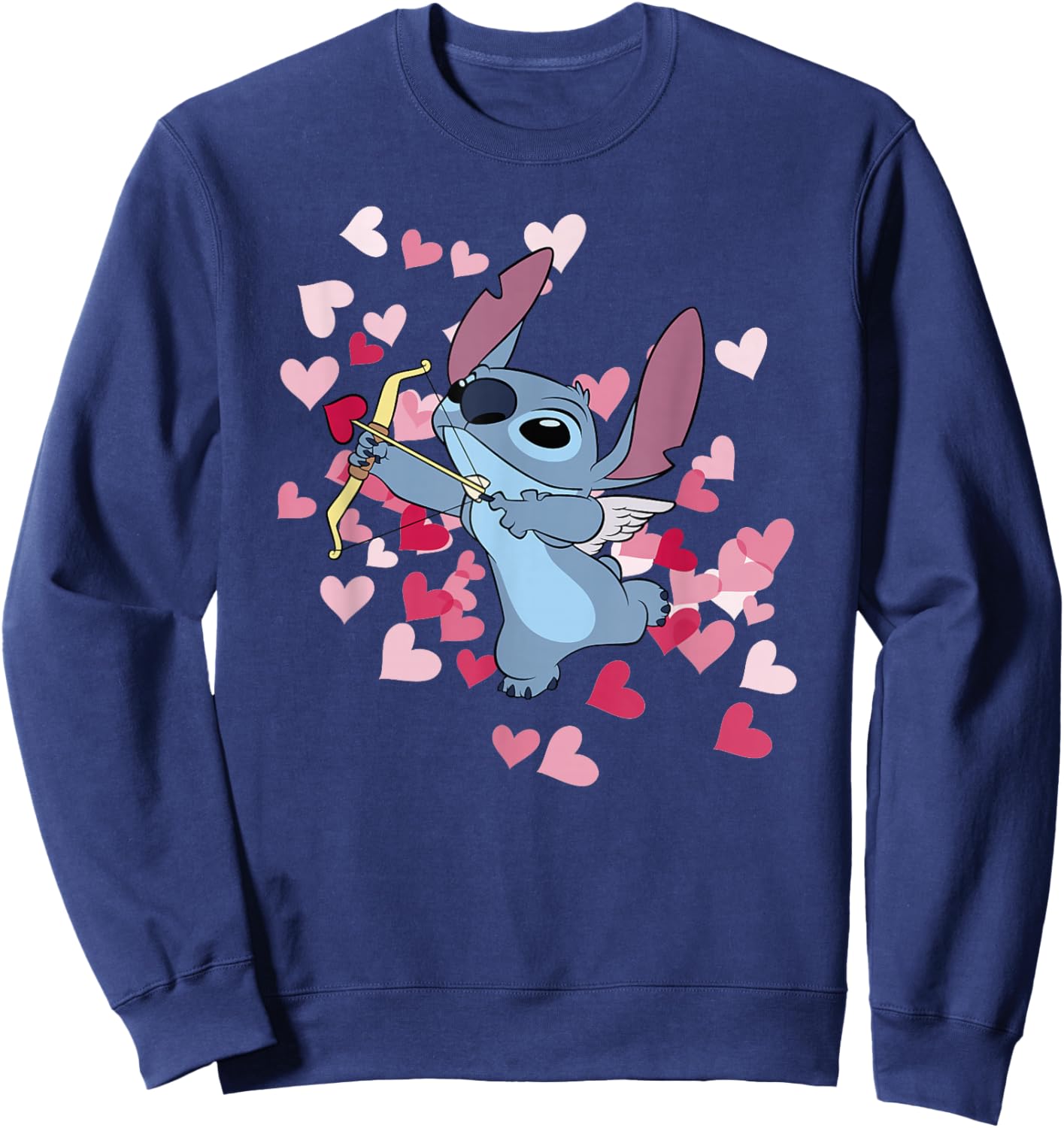 Disney Lilo & Stitch Valentine's Day Cute Cupid Stitch Sweatshirt - Sweatshirt | Navy