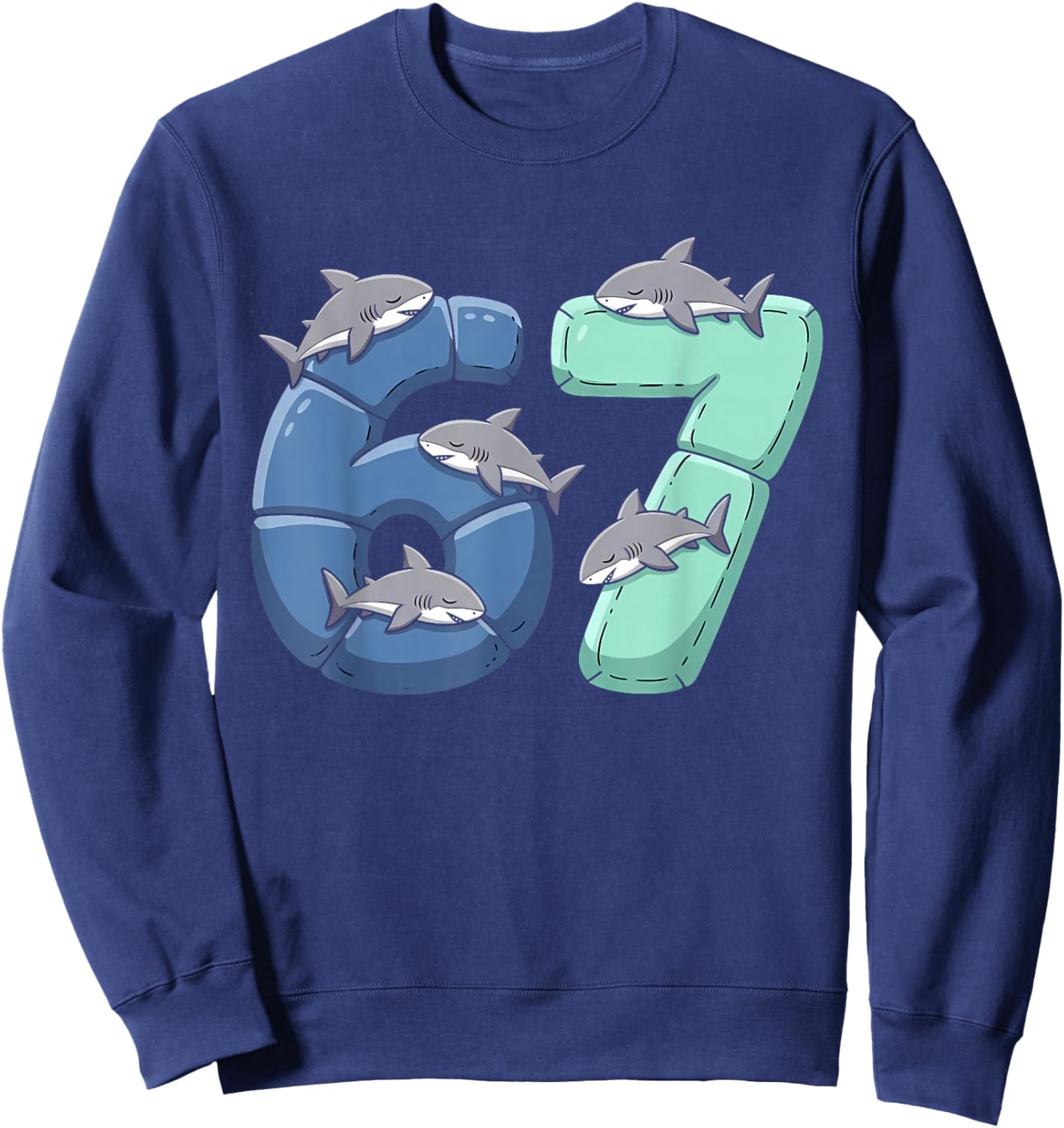 67 Animals Funny 67 Brainrot Youth Kids Shark 67 Sweatshirt - Sweatshirt | Navy