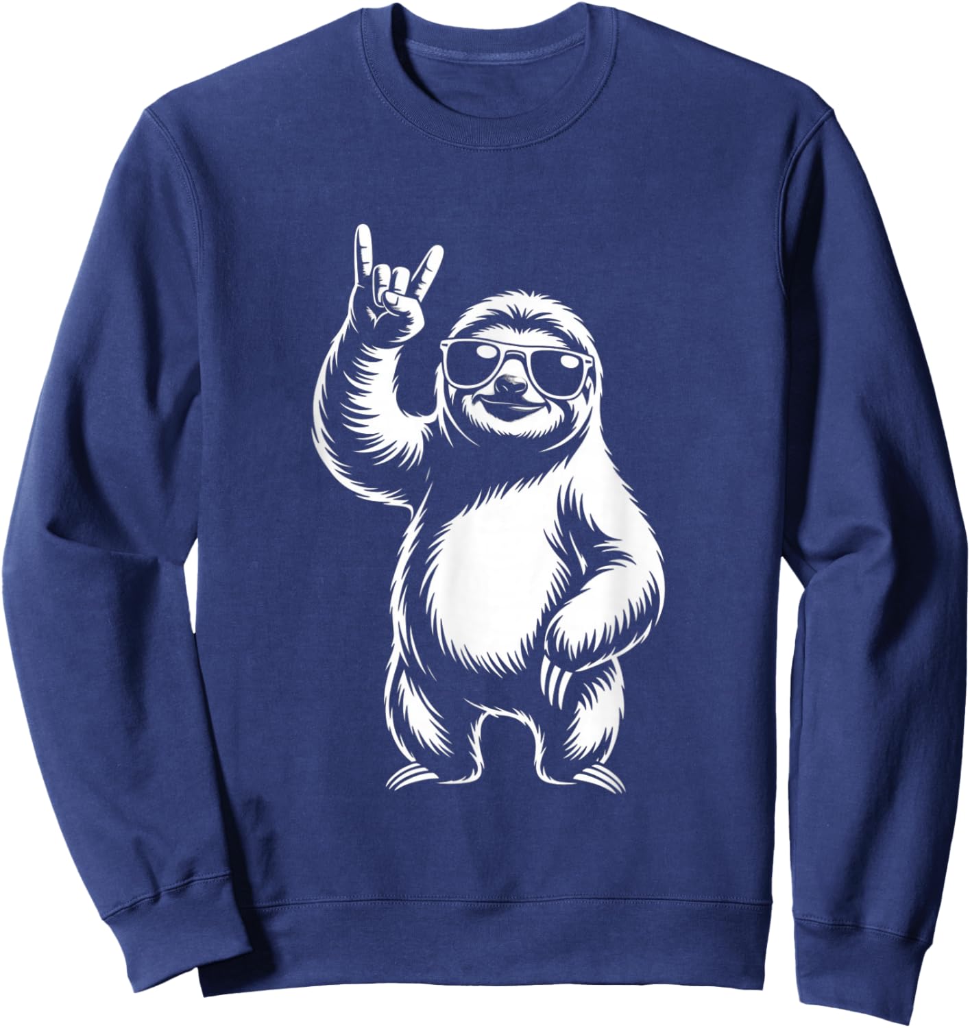 Funny Retro Sloth Rock Music Animal Lover Gifts Sweatshirt - Sweatshirt | Navy