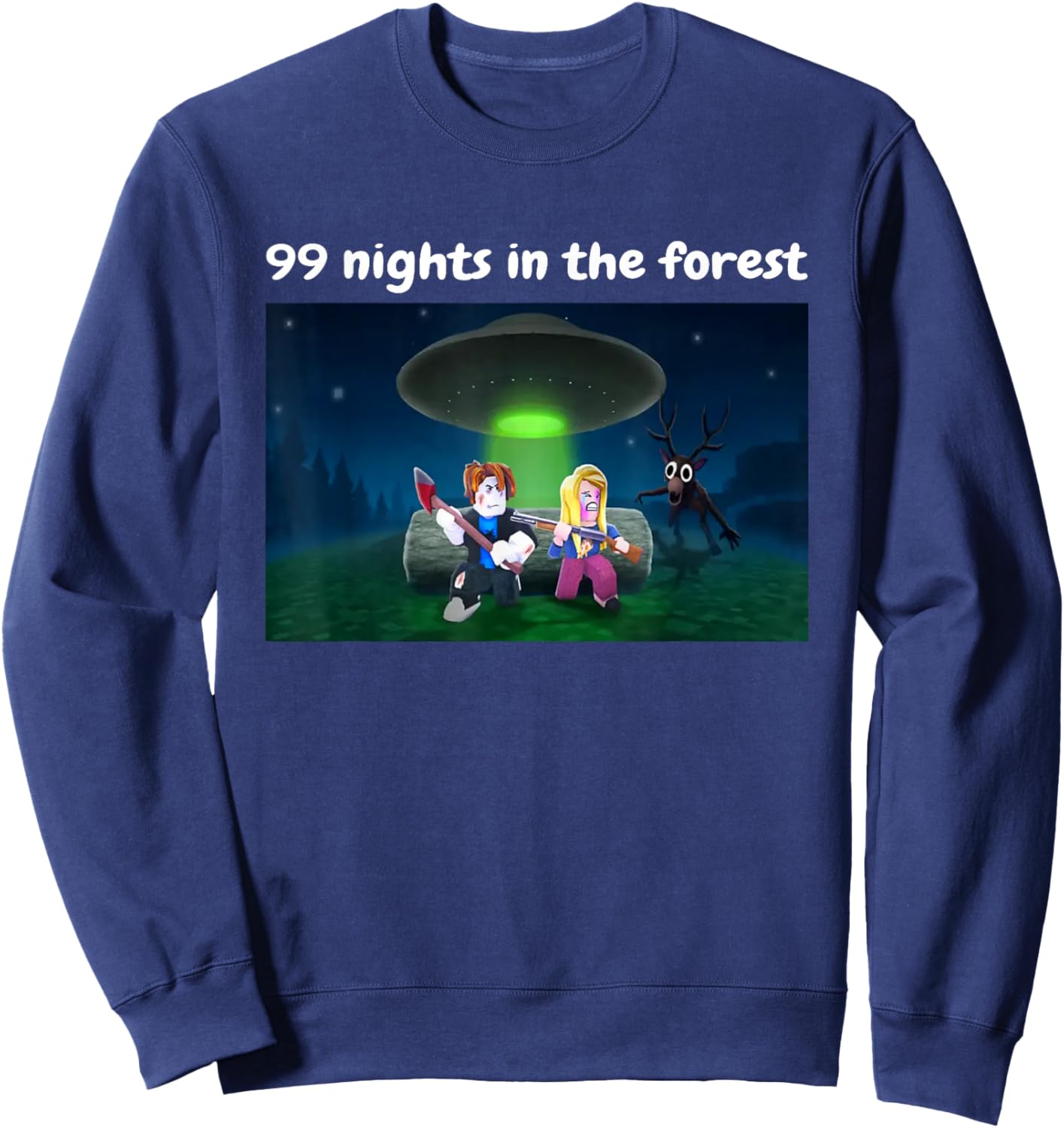 Funny 99 Nights in The Forest Birthday for Youth Boys Girls Sweatshirt - Sweatshirt | Navy