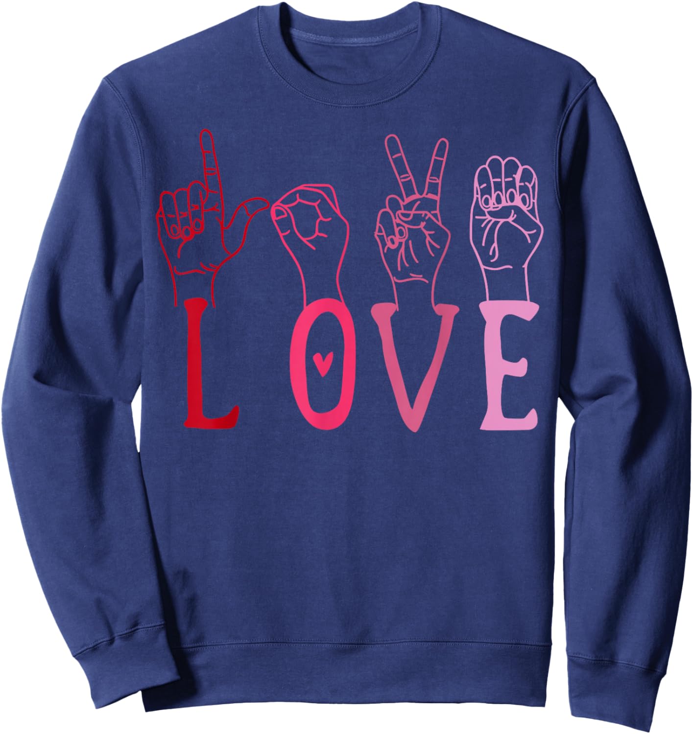 Vintage Valentine's Day Sign Language ASL Love Gift Sweatshirt - Sweatshirt | Navy