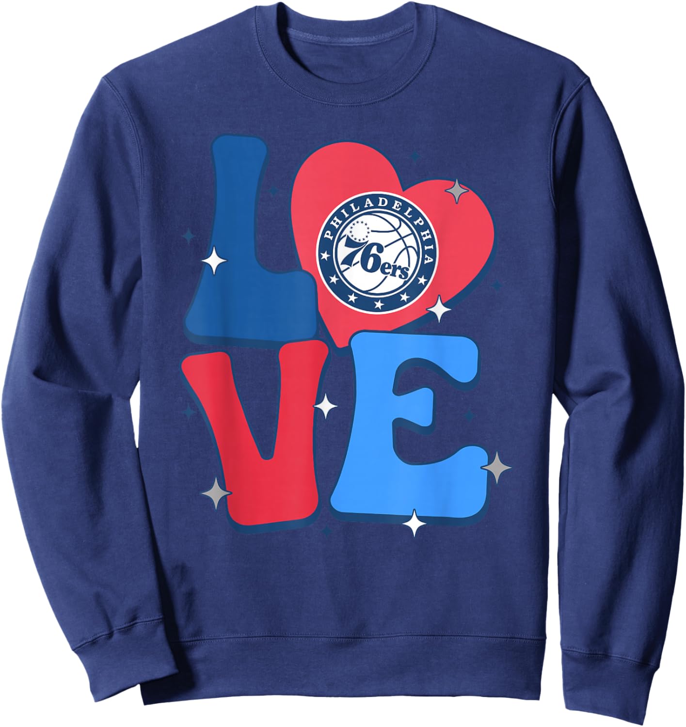 NBA Philadelphia 76ers Valentine's Day Love Sweatshirt - Sweatshirt | Navy