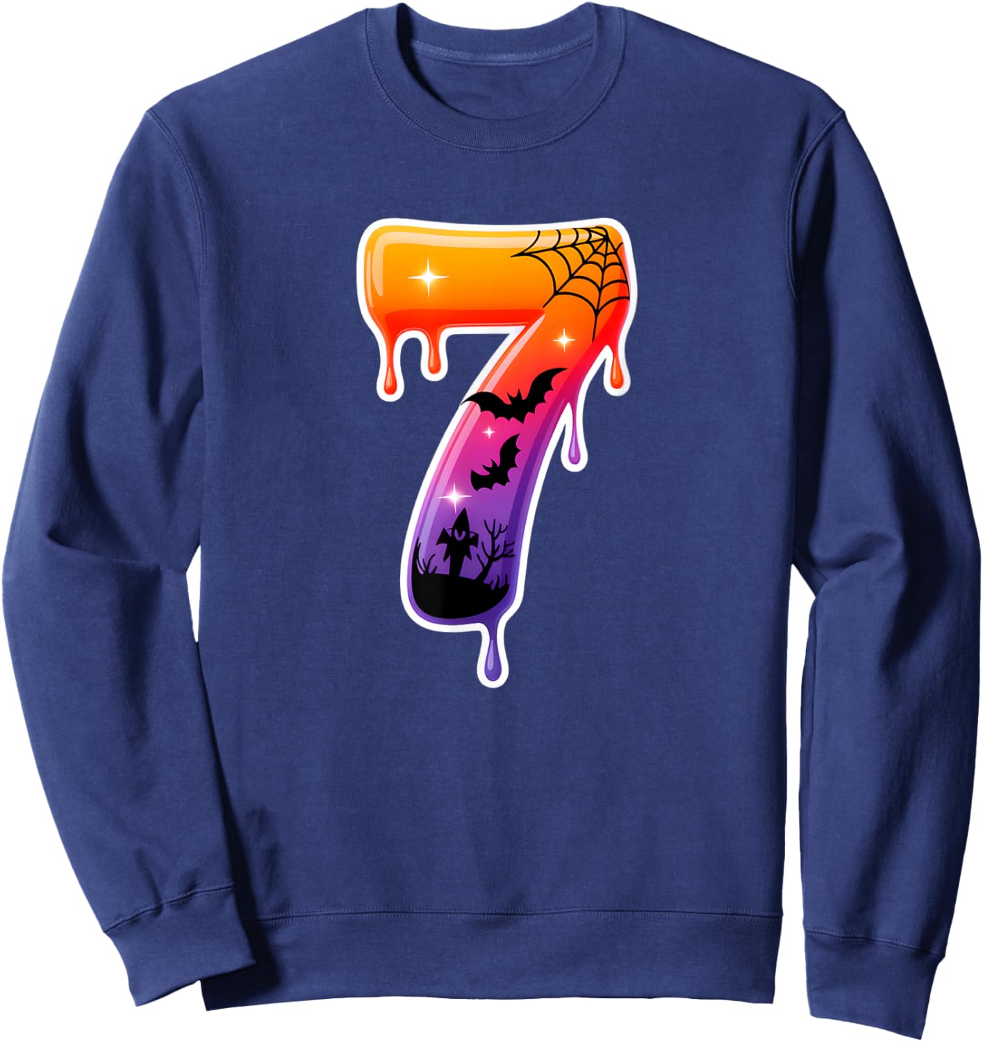 Six Seven 67 6 7 Meme Design Funny Ice Cream Drip Costume Sweatshirt - Sweatshirt | Navy