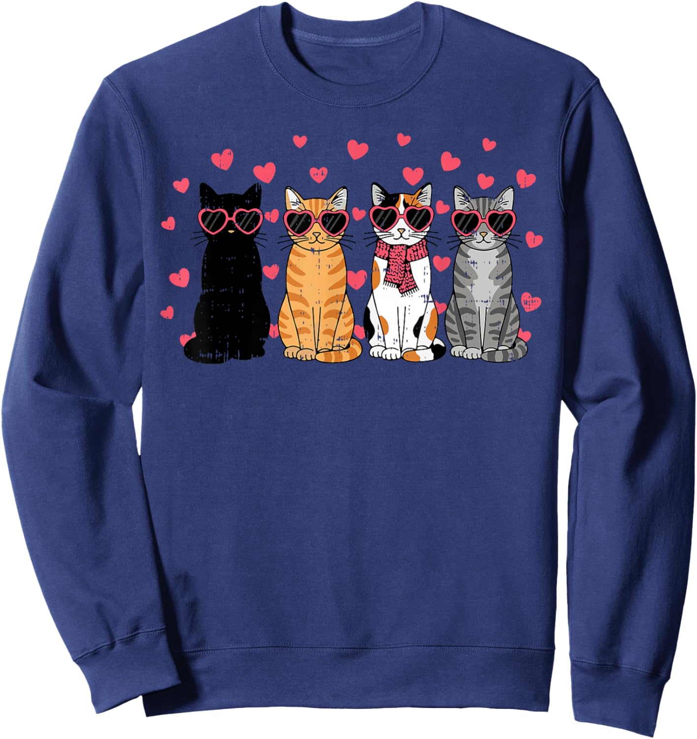 Cats Valentine Cat Kitten Valentines Day Men Women Kids Sweatshirt - Sweatshirt | Navy