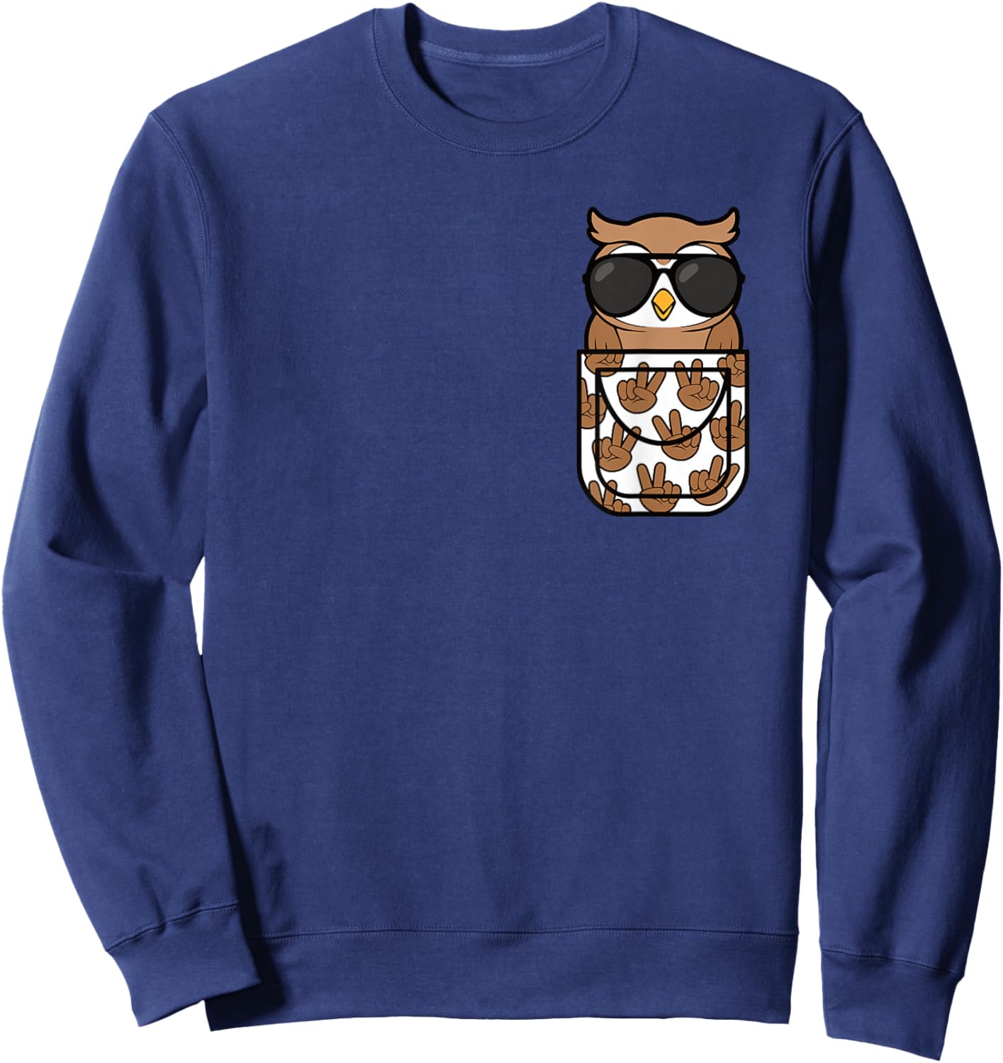 Funny Owl Pocket Men Women Kids Sweatshirt - Sweatshirt | Navy