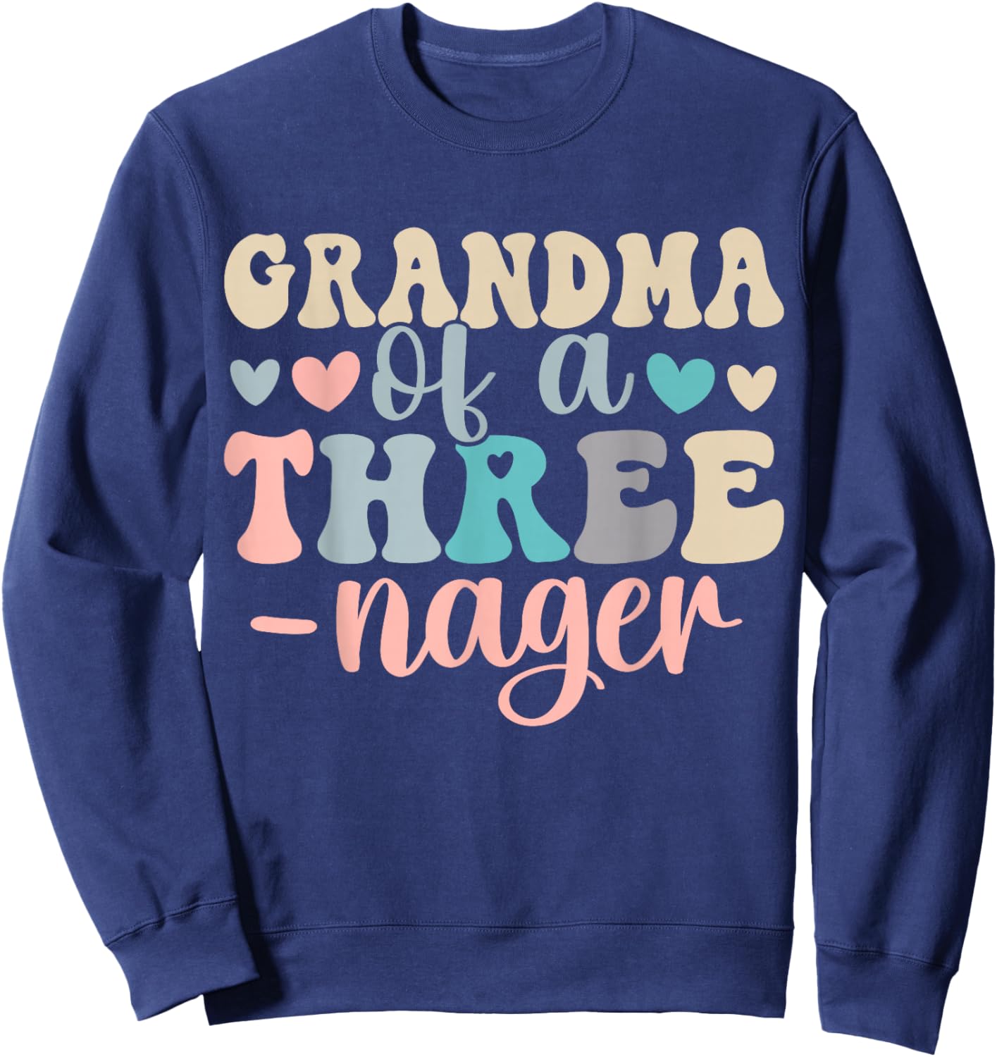 Grandma of A Threenager 3rd Birthday Matching Family Boho Sweatshirt - Sweatshirt | Navy