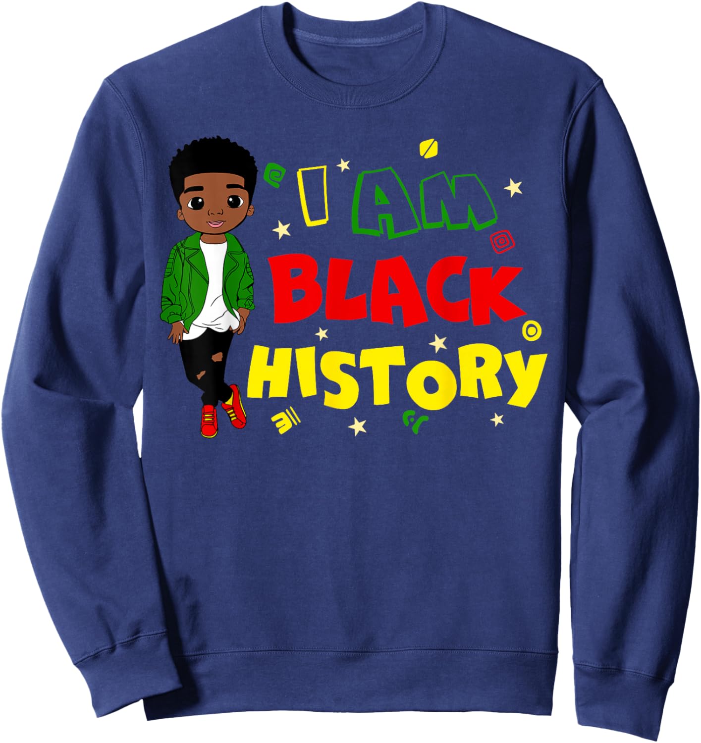 Little Boy I Am Black History Month African Kid Toddler Sweatshirt - Sweatshirt | Navy
