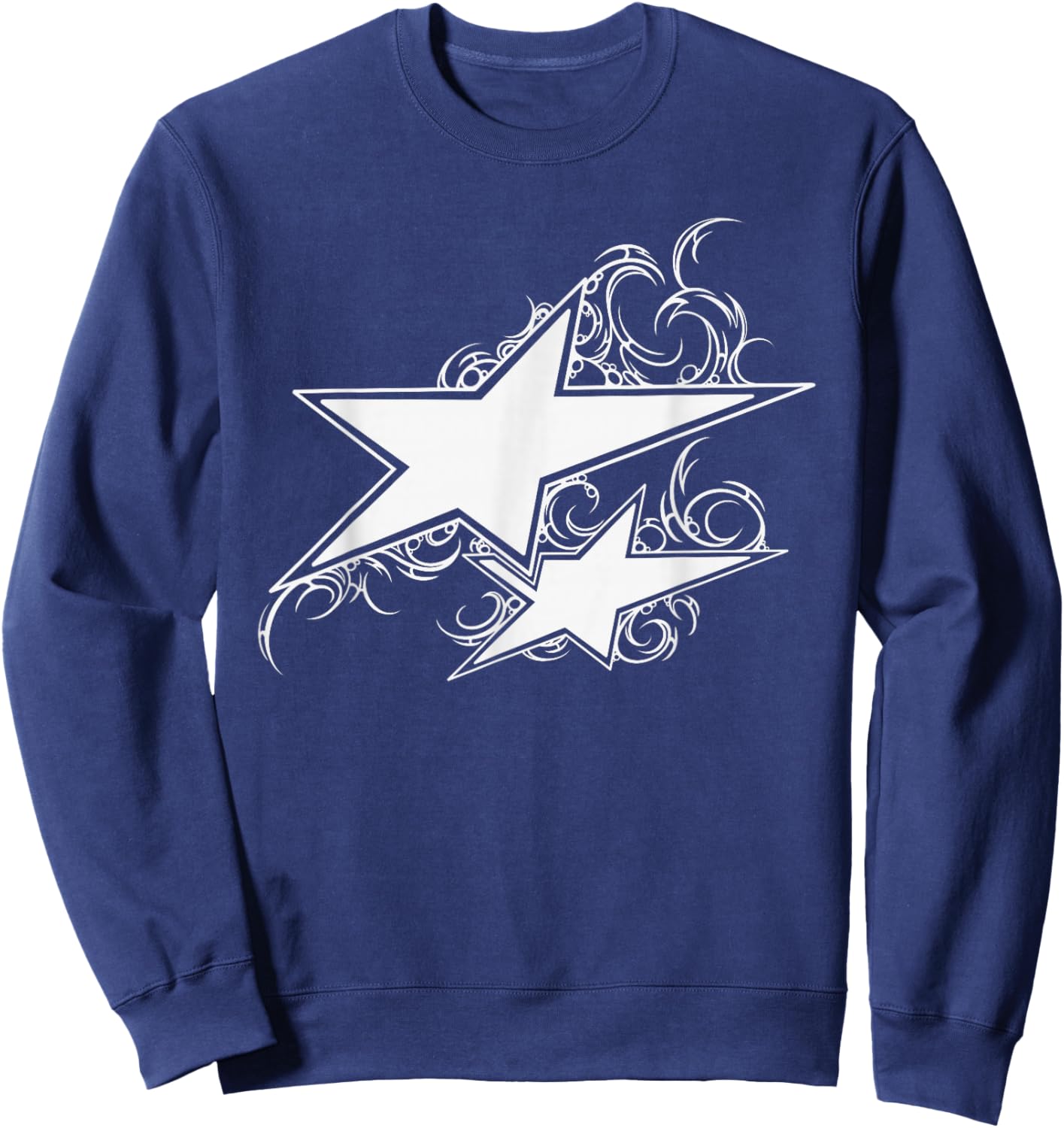 Y2K 90s Tattoo STYL Double Star Sweatshirt - Sweatshirt | Navy
