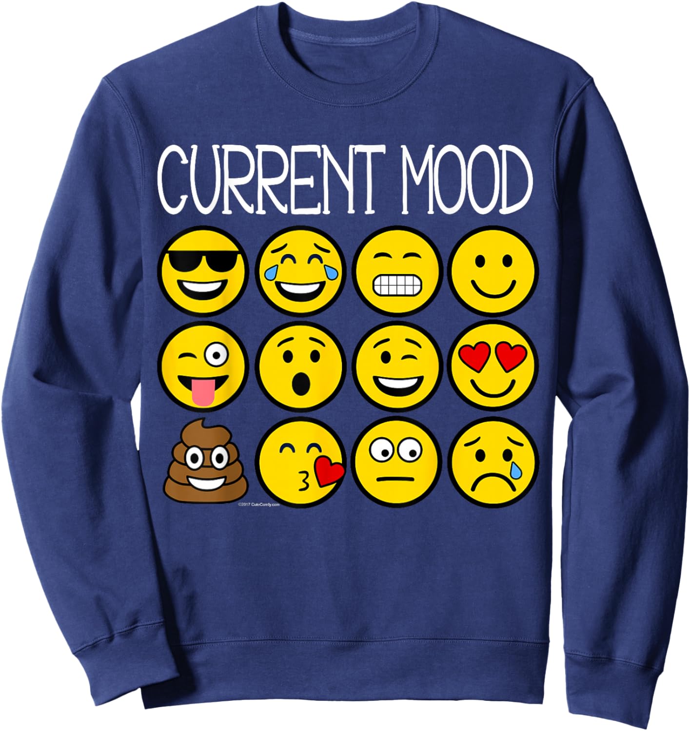 Point to Current Mood Emoticon Happy Emotion Faces Kids Boys Sweatshirt - Sweatshirt | Navy