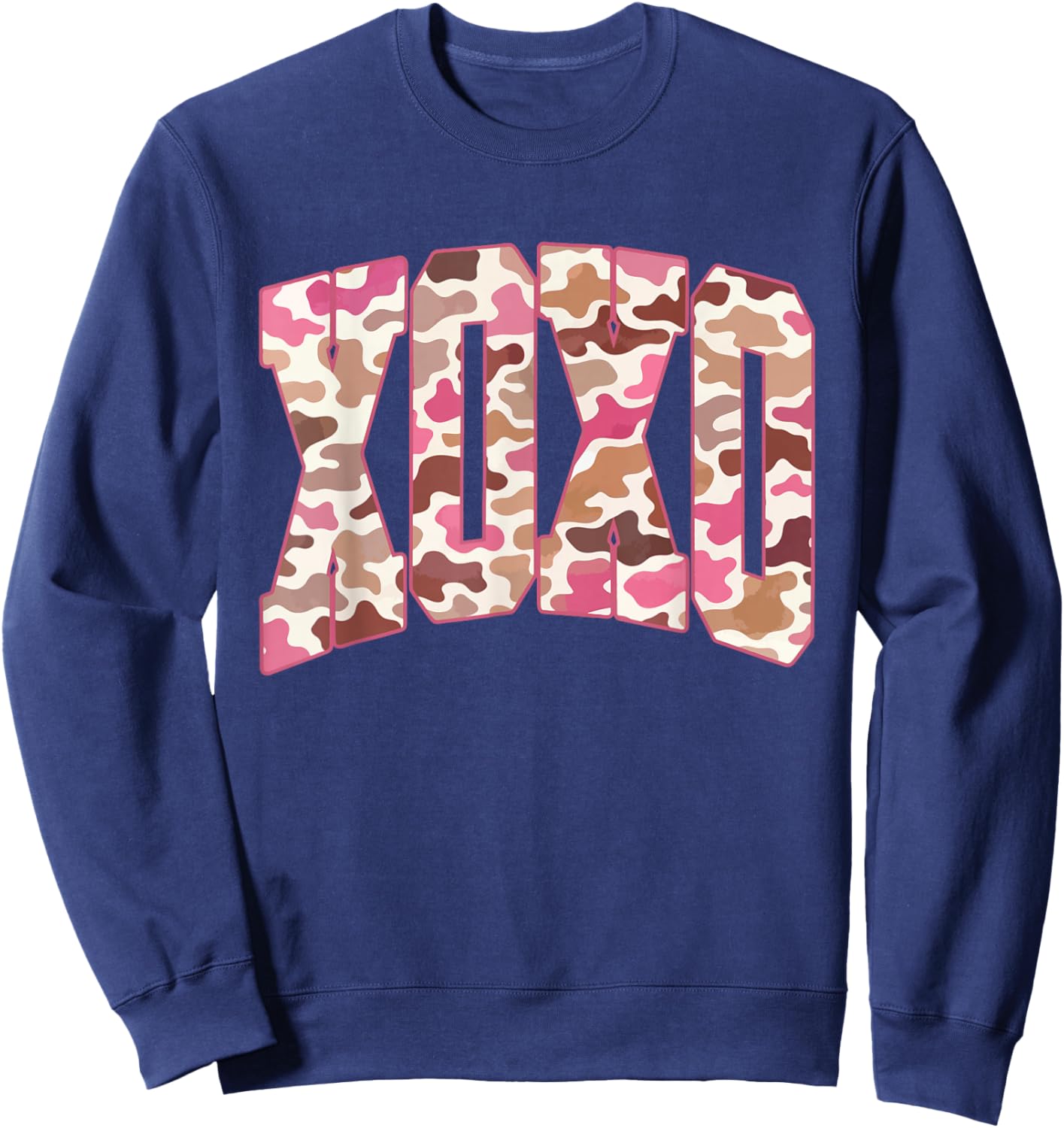 Retro Distressed Camo XOXO Valentine Love Be Mine Cute Girly Sweatshirt - Sweatshirt | Navy