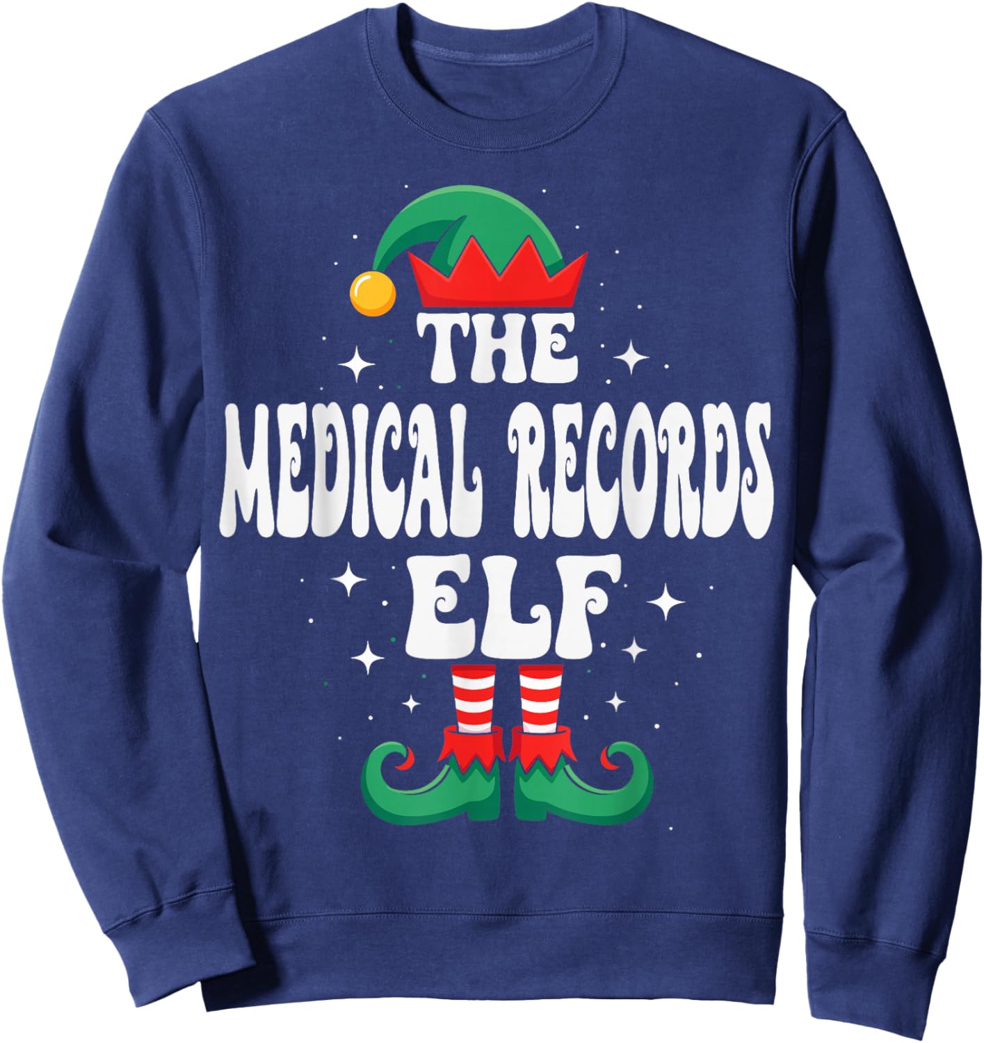The Medical Records Elf Funny Christmas Matching Family Sweatshirt - Sweatshirt | Navy