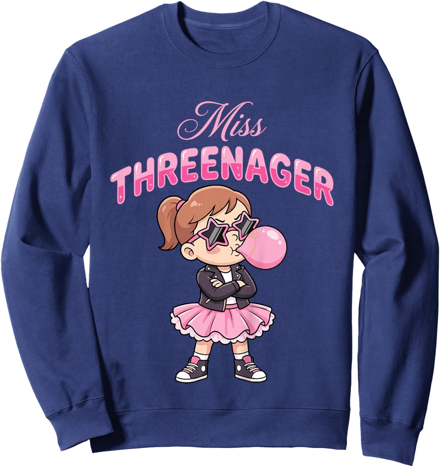 Funny Miss Threenager 3rd Birthday 3 Years Girls Sweatshirt - Sweatshirt | Navy