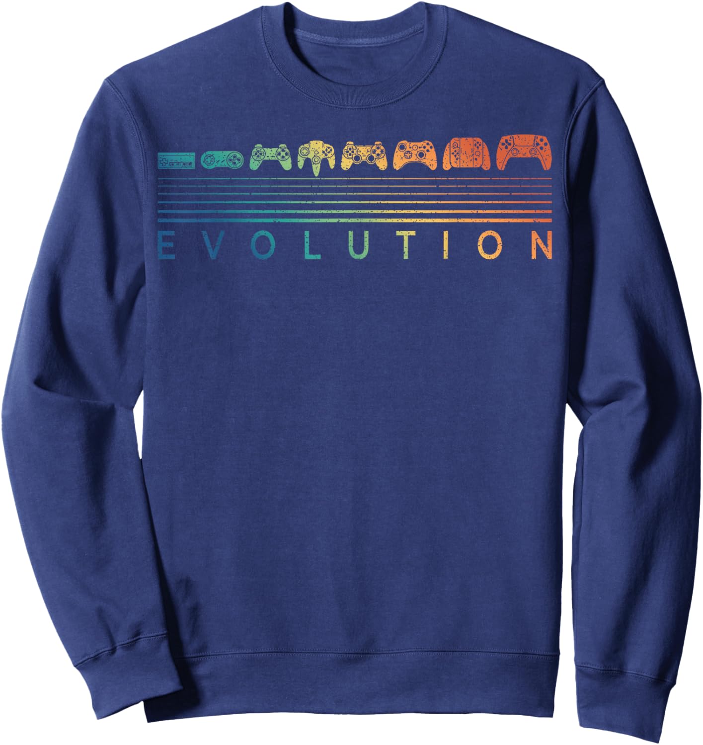 Video Game Controller Evolution Gamer 80s 90s Retro Gaming Sweatshirt - Sweatshirt | Navy