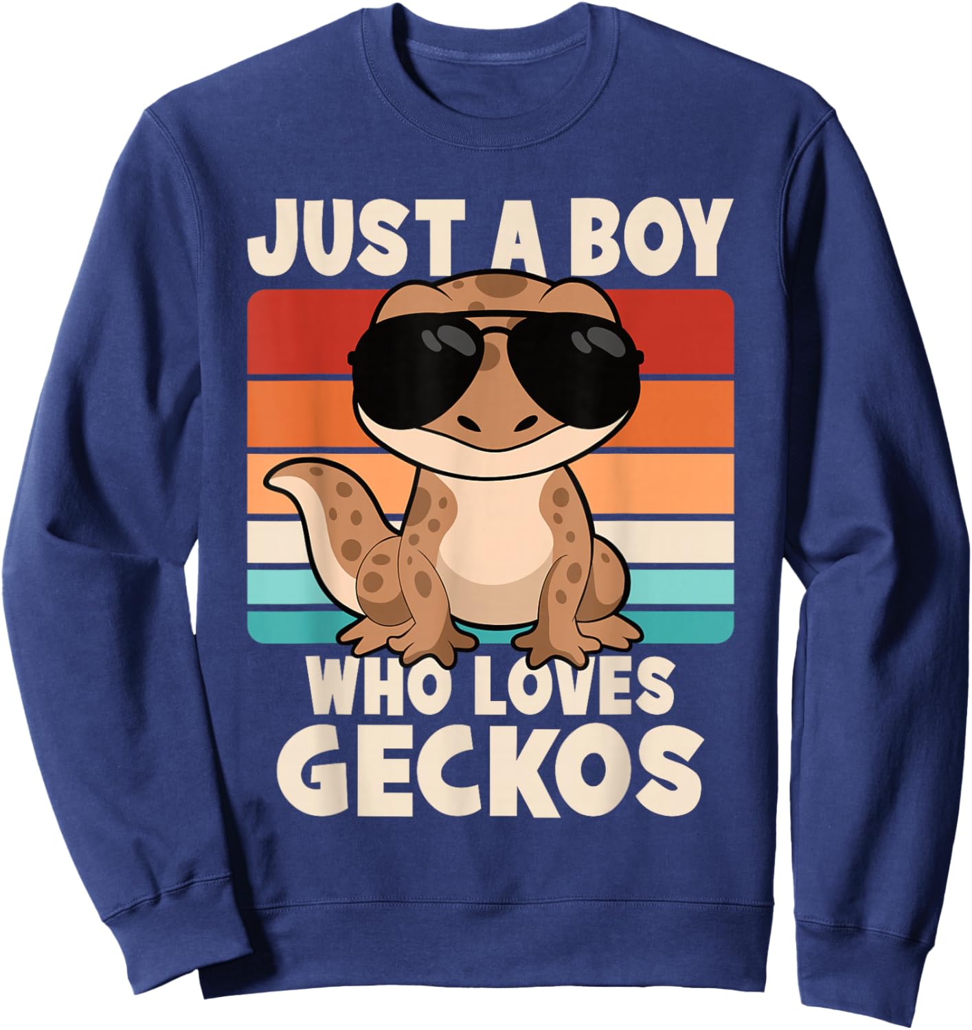 Just A Boy Who Loves Geckos Funny Leopard Gecko Lizard Kids Sweatshirt - Sweatshirt | Navy