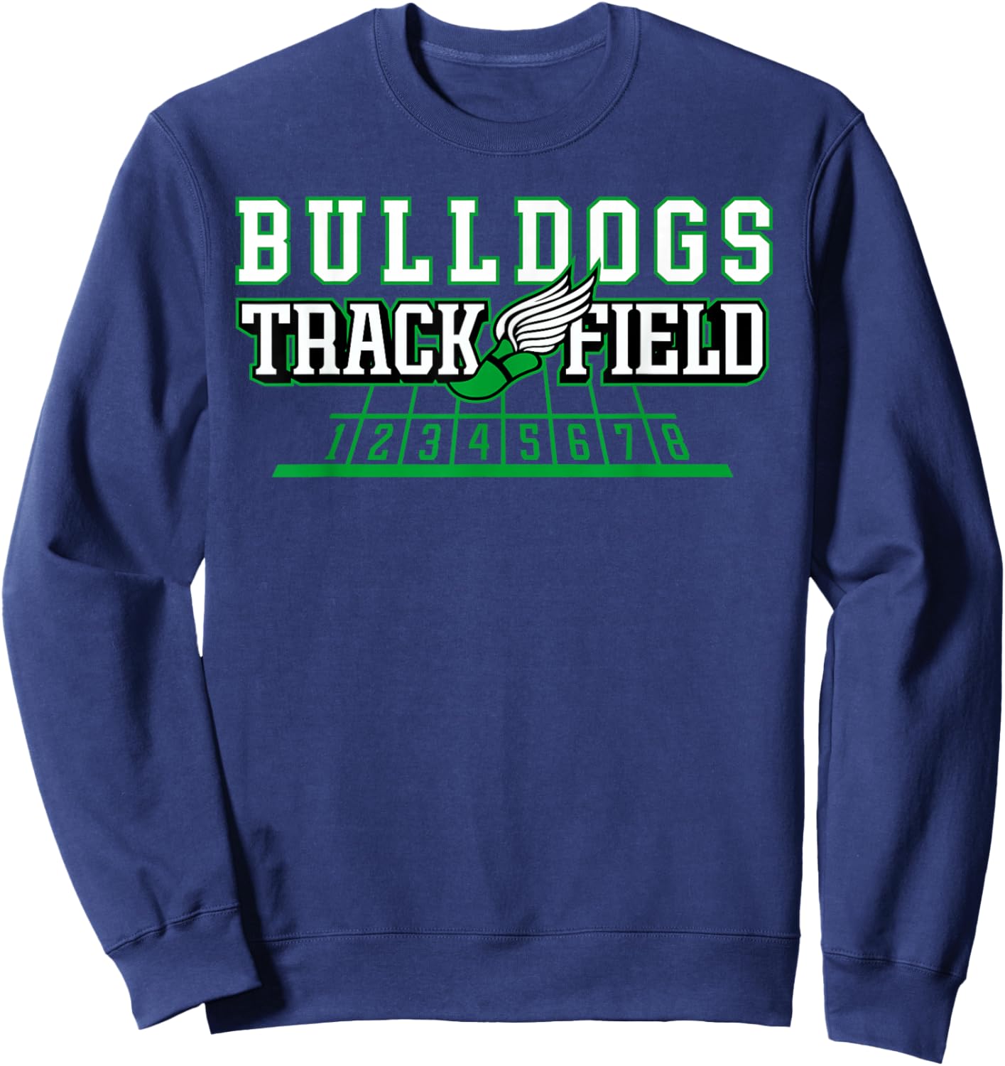 Bulldogs Green Track and Field Cross Country School Spirit Sweatshirt - Sweatshirt | Navy
