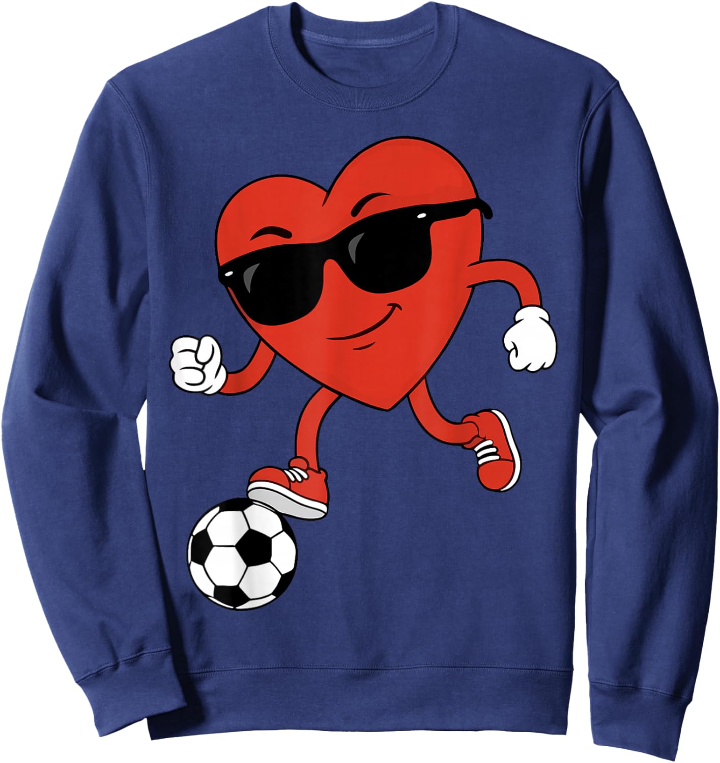 Valentines Day Soccer Heart Playing Soccer Boys Kids Sweatshirt - Sweatshirt | Navy