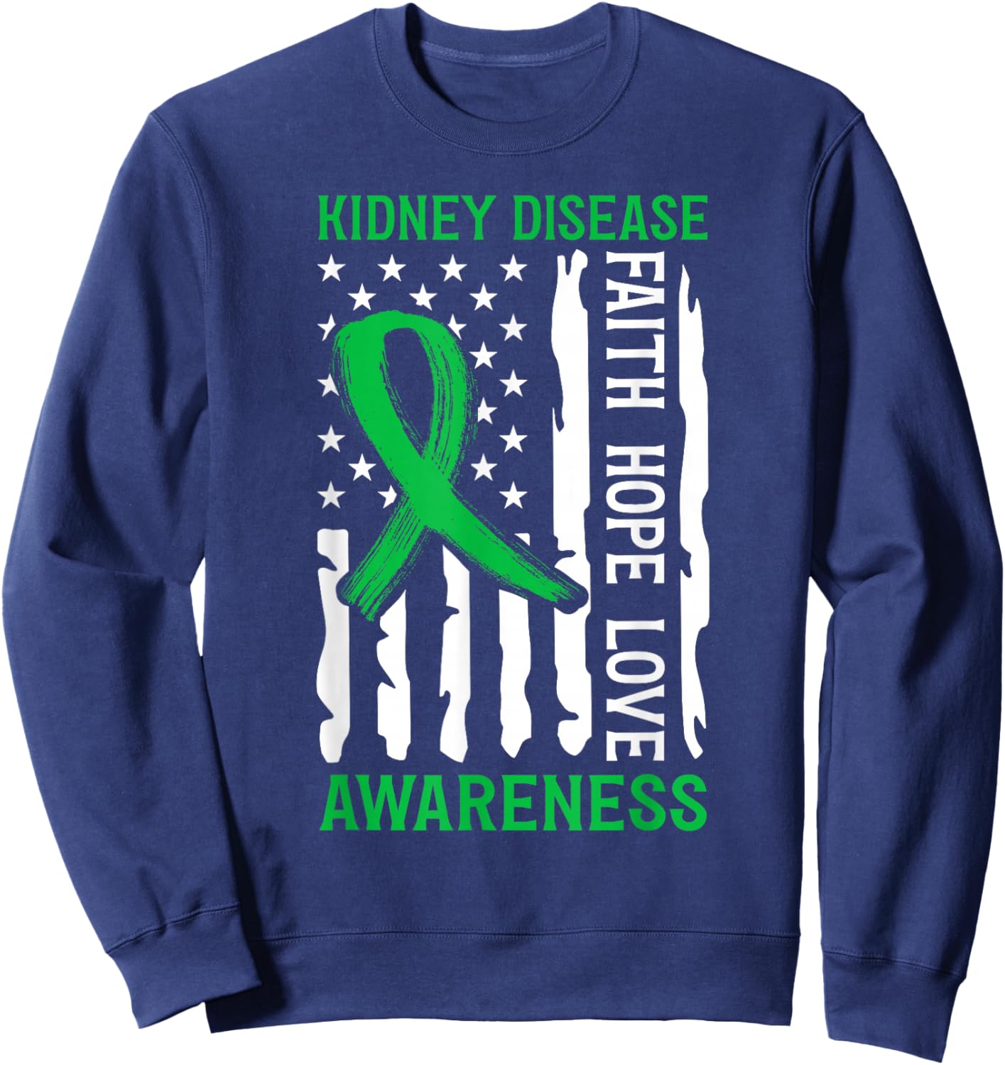 Kidney Disease Awareness US Flag Kidney Disease Survivor Sweatshirt - Sweatshirt | Navy
