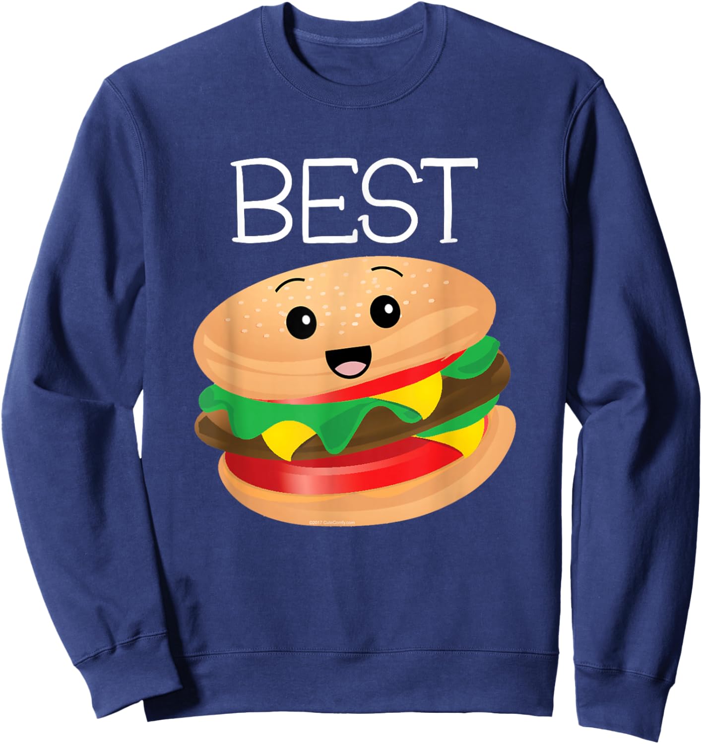 Best Friends Cute Hamburger French Fries Matching Burger Sweatshirt - Sweatshirt | Navy