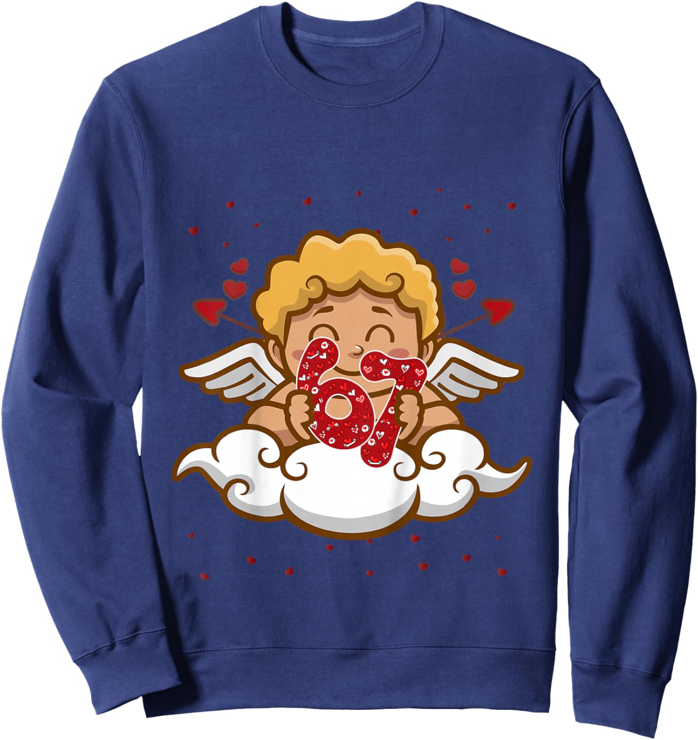 Kids 6 7 Meme Six Seven Cupid 67 Valentines Day Toddler Sweatshirt - Sweatshirt | Navy