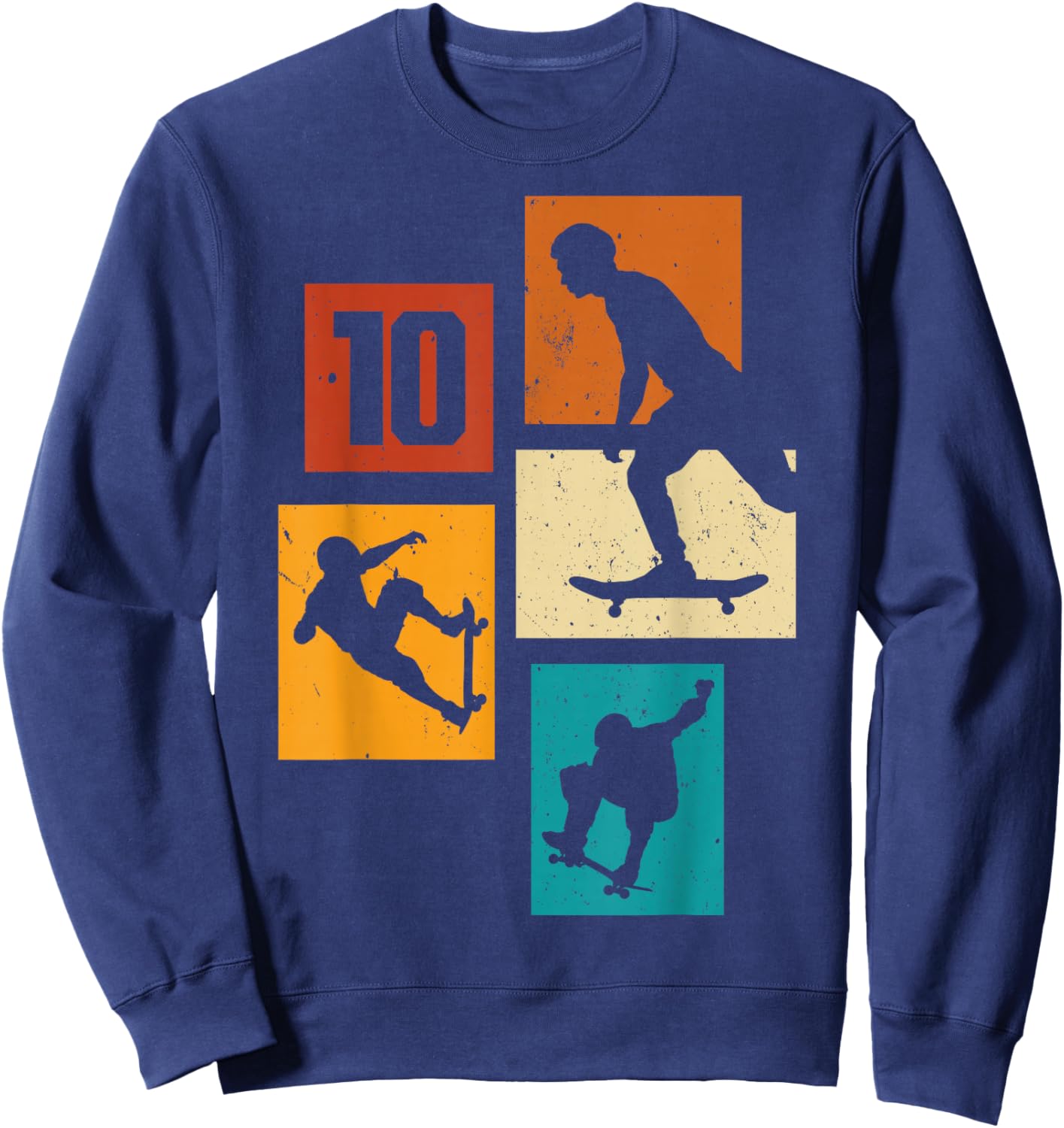 10th Birthday Skateboard Skateboarder Skater 10 Year Old Boy Sweatshirt - Sweatshirt | Navy