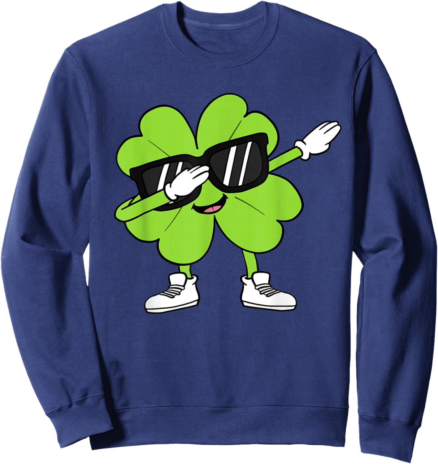 Boys St Patricks Day Toddler Lucky Dabbing Shamrock Clover Sweatshirt - Sweatshirt | Navy