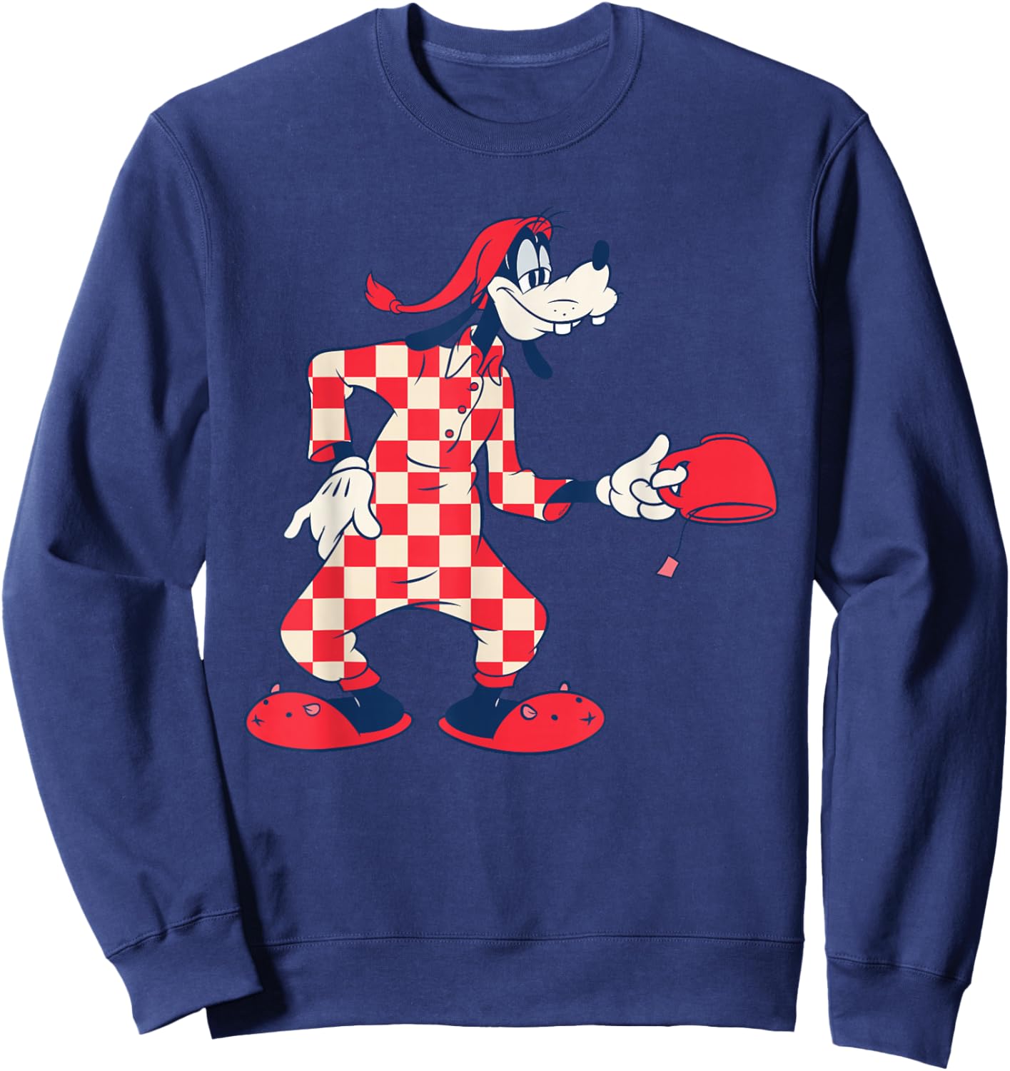 Disney Goofy Checkered Pajamas Slumber Party PJs Pose Sweatshirt - Sweatshirt | Navy