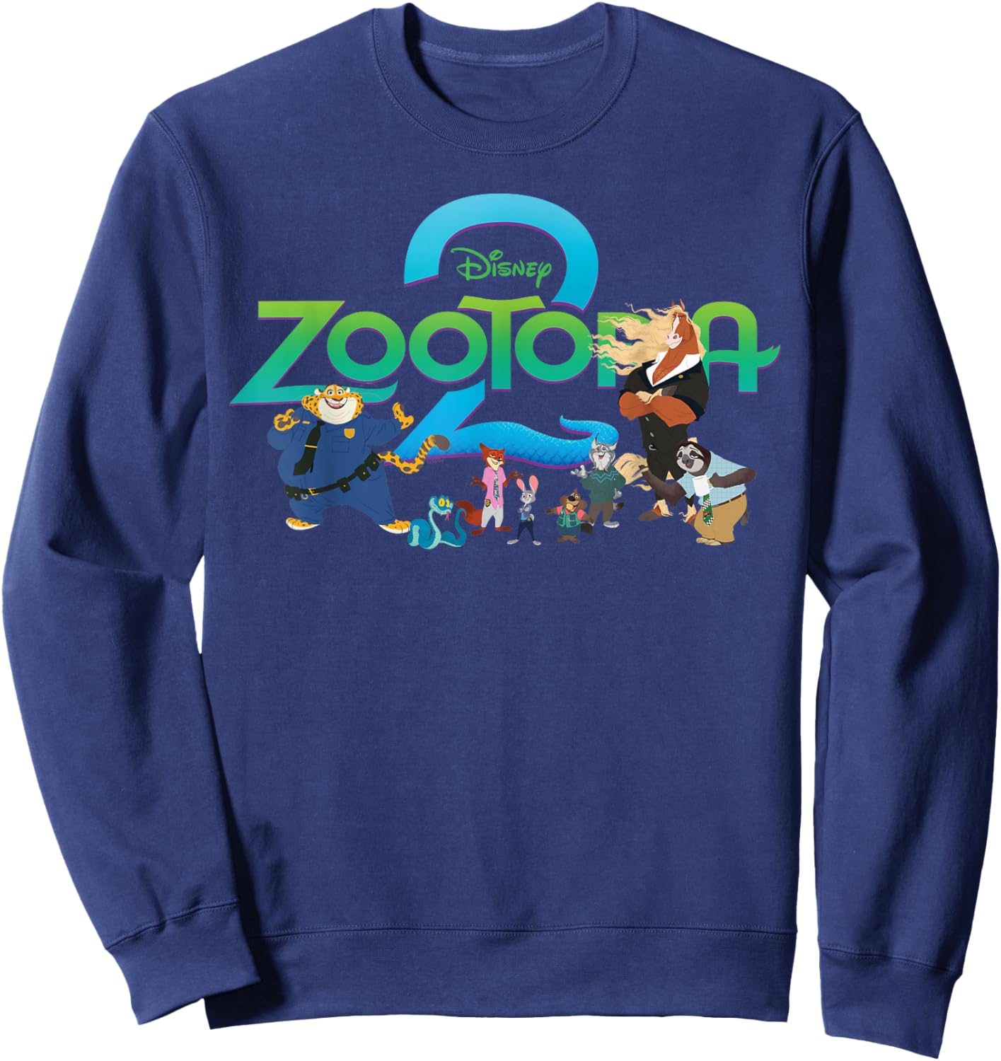 Disney Zootopia 2 Illustrated Characters and Logo Sweatshirt - Sweatshirt | Navy