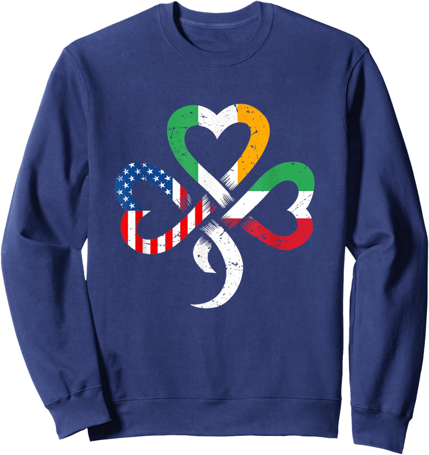 Irish Italian American Flag Ireland Italy Celtic Shamrock Sweatshirt - Sweatshirt | Navy