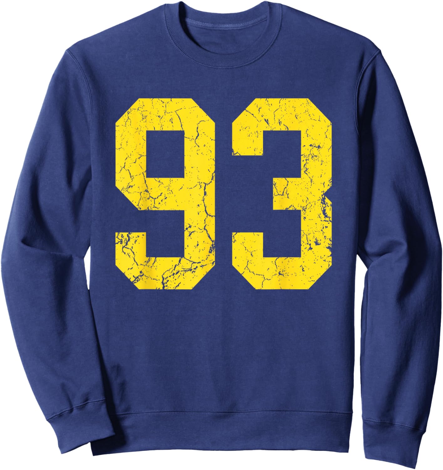 Distressed Bright Gold Number 93 Jersey Player Uniform #93 Sweatshirt - Sweatshirt | Navy