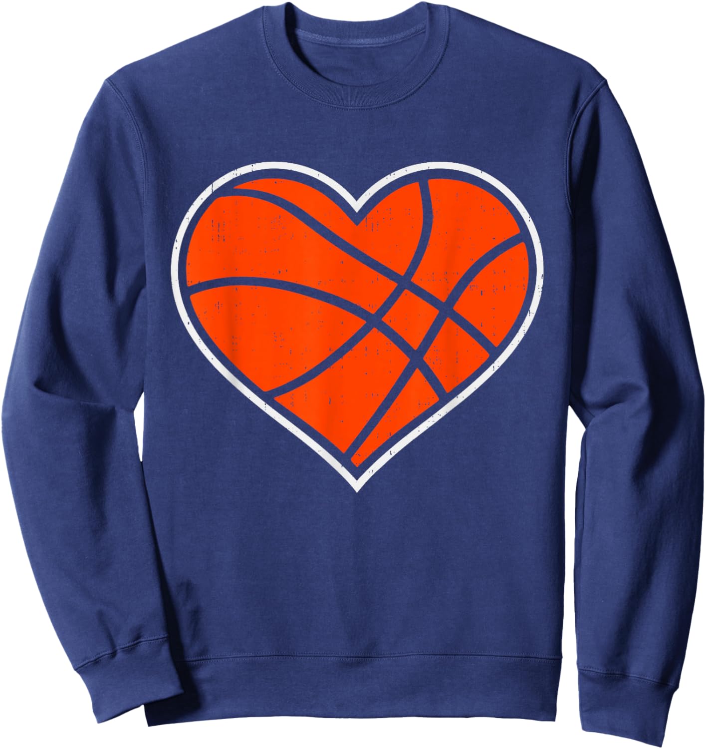 Basketball Heart Love Sport Valentines Day Men Women Boy Kid Sweatshirt - Sweatshirt | Navy