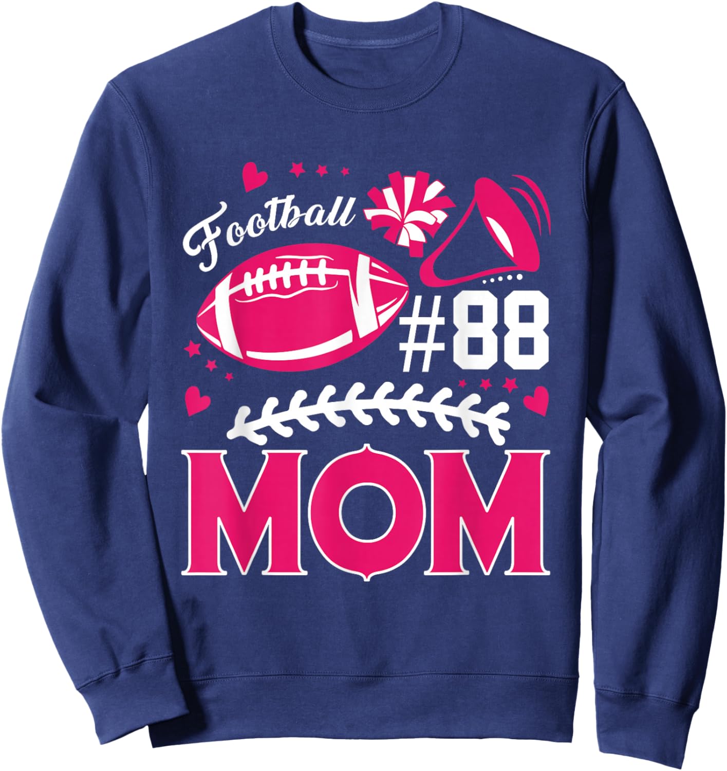 Biggest Fan Football Number 88 Cheer Mom Cheerleader Sweatshirt - Sweatshirt | Navy
