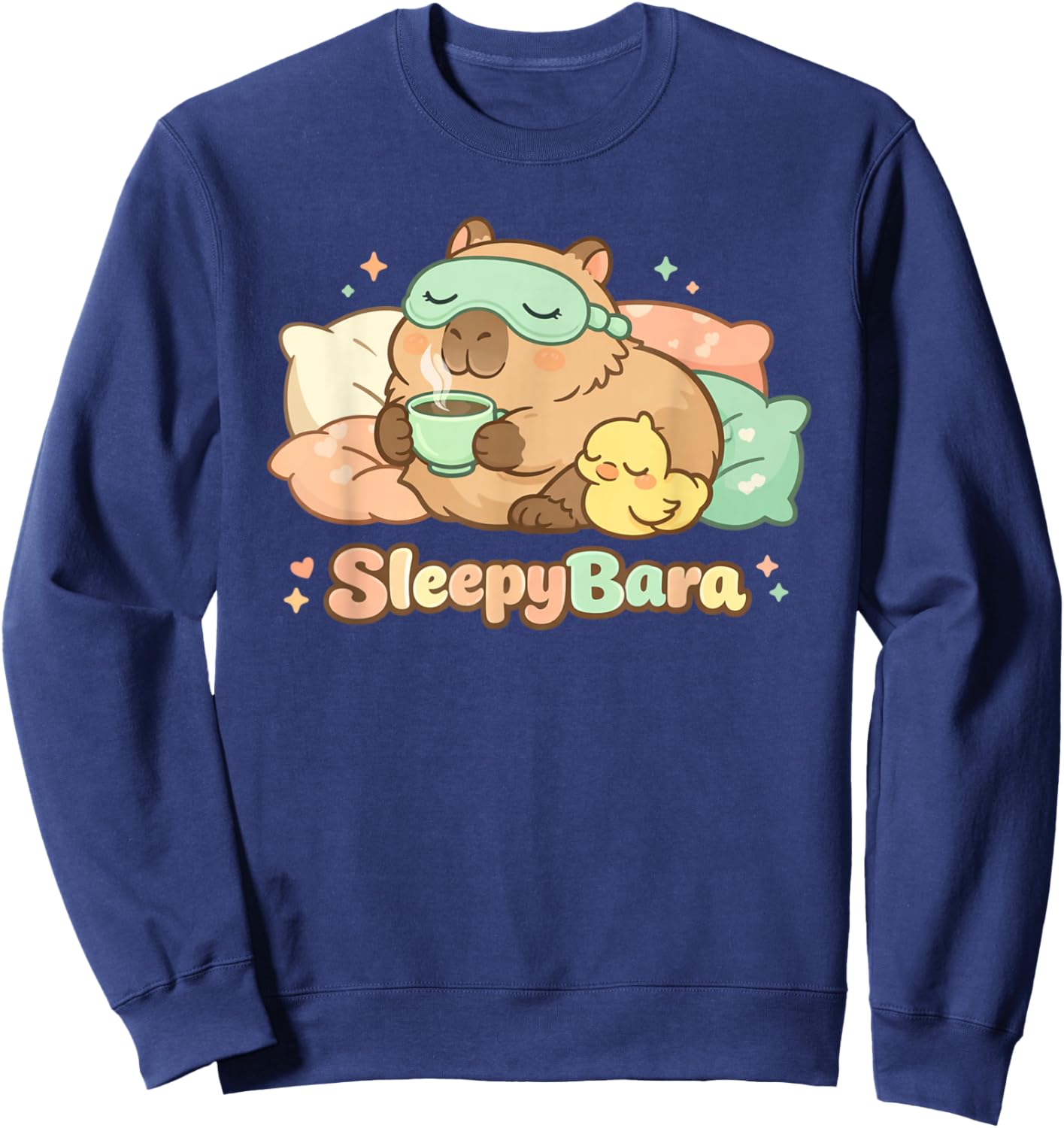 Funny Capybara Sleepybara Pajamas Kawaii Man Woman Kid Sweatshirt - Sweatshirt | Navy