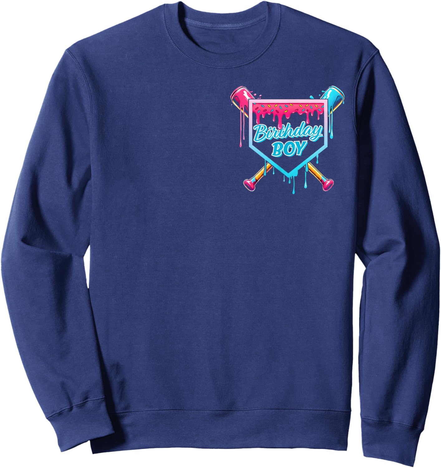 Baseball 12 Year Old Ice Cream Drip 12th Birthday Boys Sweatshirt - Sweatshirt | Navy