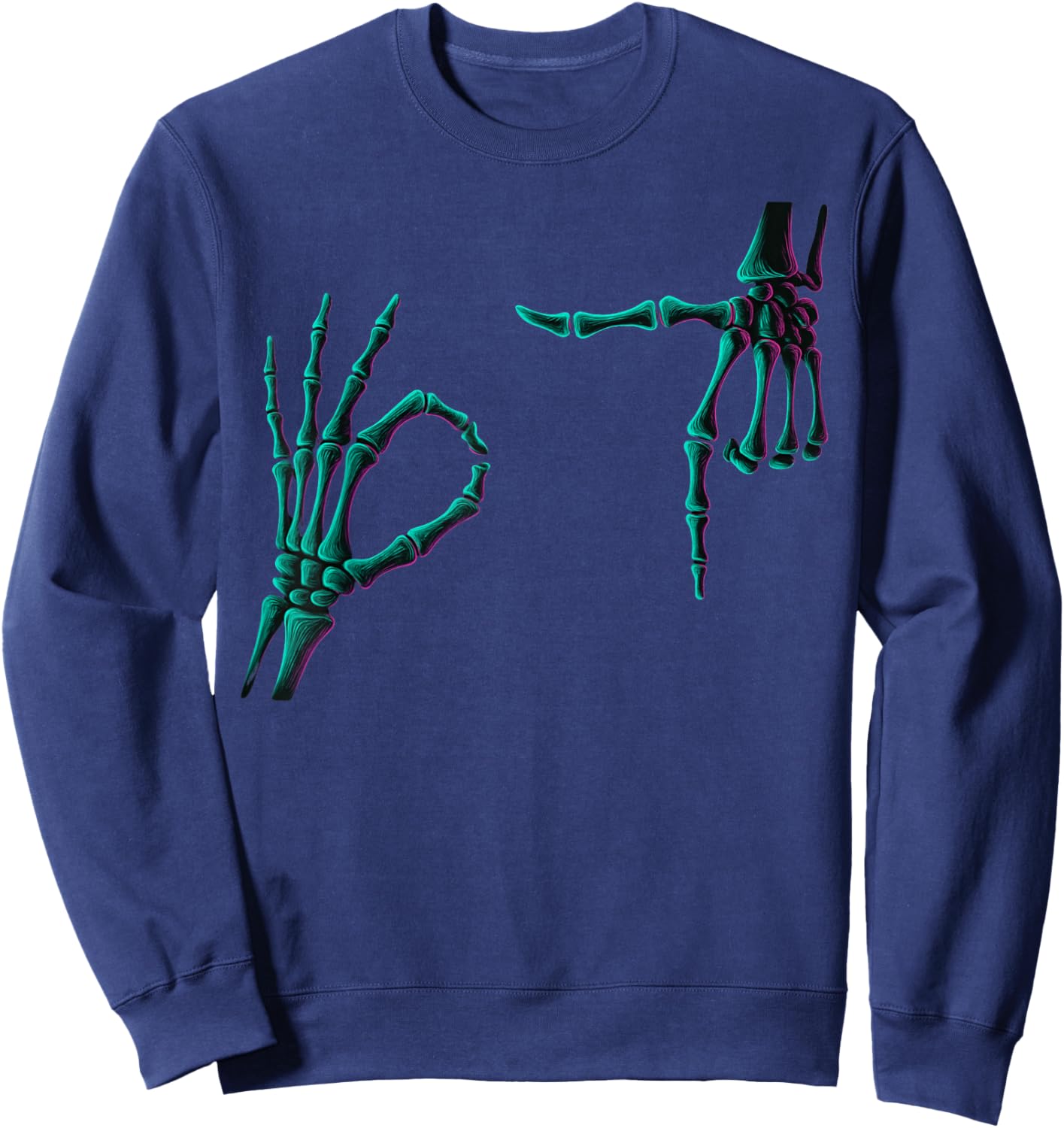 67 Meme Skeleton Hands 6 7 Halloween Six Seven Funny Meme Sweatshirt - Sweatshirt | Navy