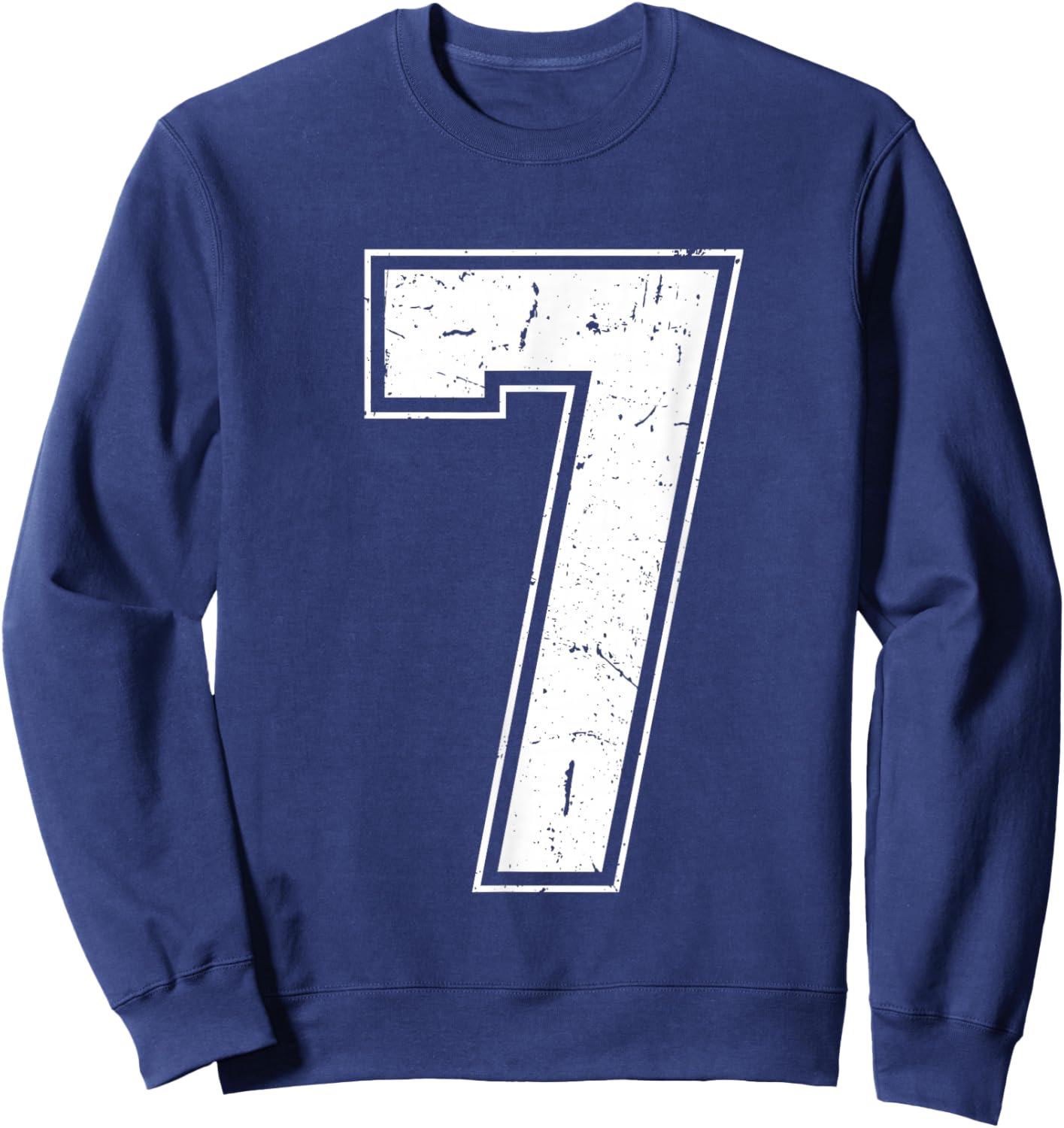 Number 7 Matching Costume 67 Meme Costume Distressed Retro Sweatshirt - Sweatshirt | Navy