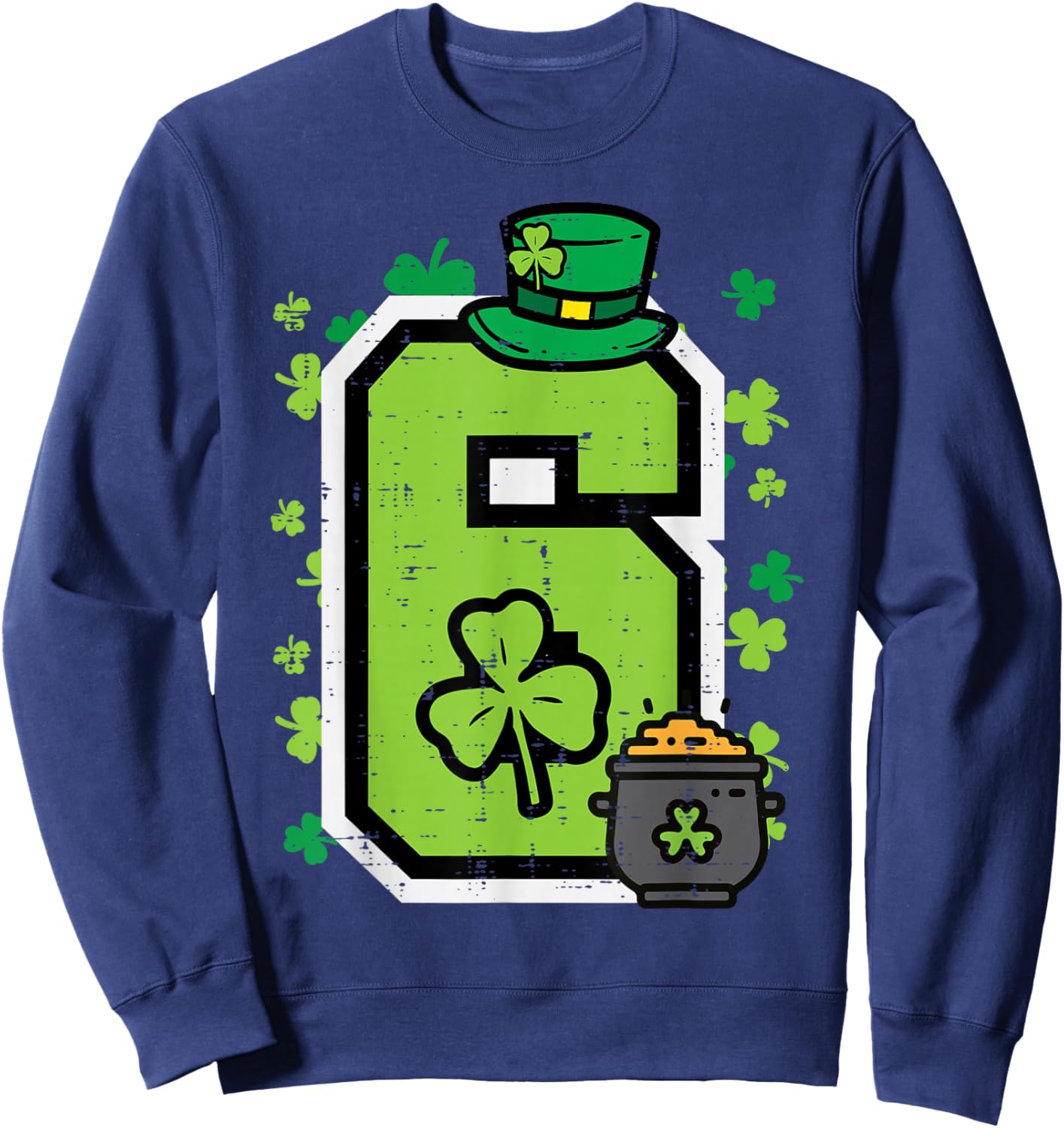 Number 6 St Patricks Day 6 7 Meme Matching Kids Boys Youth Sweatshirt - Sweatshirt | Navy