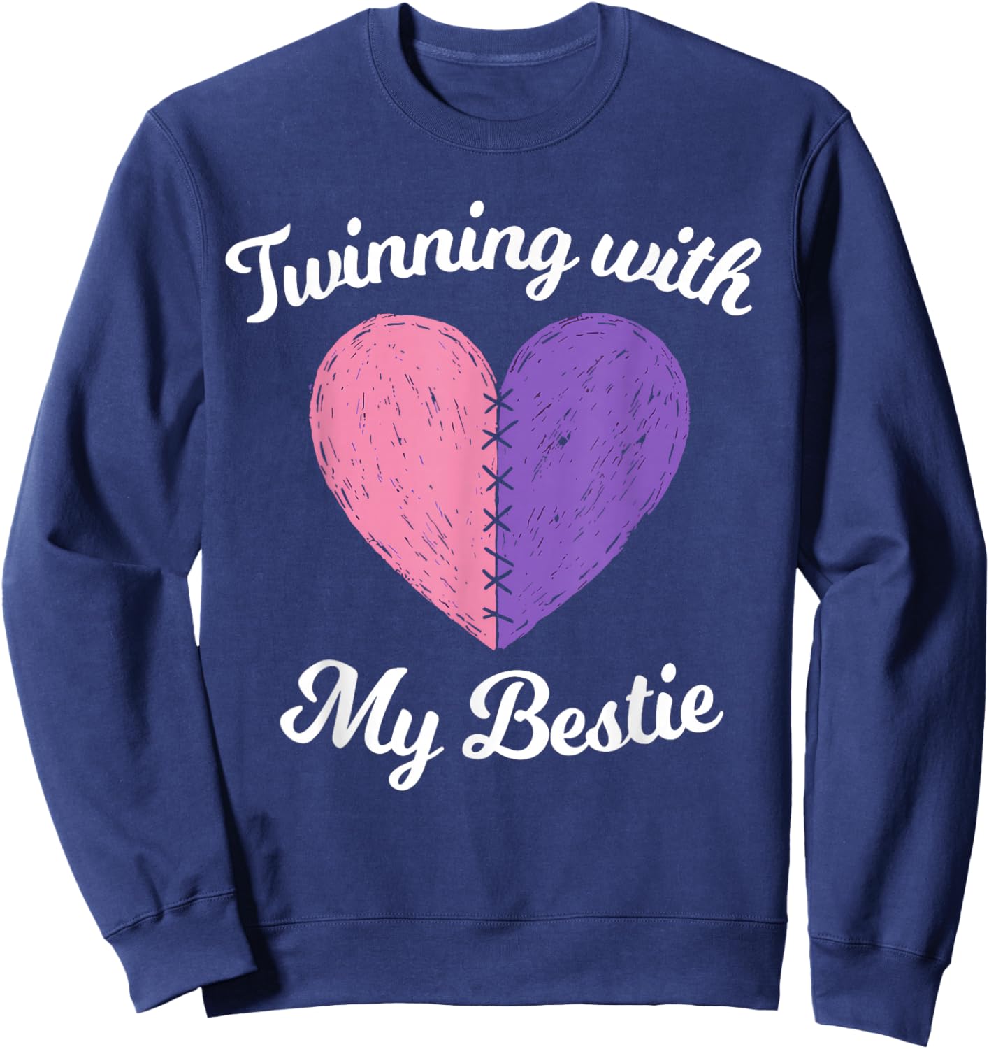Twinning with My Bestie Matching Twins Day Heart Sweatshirt - Sweatshirt | Navy