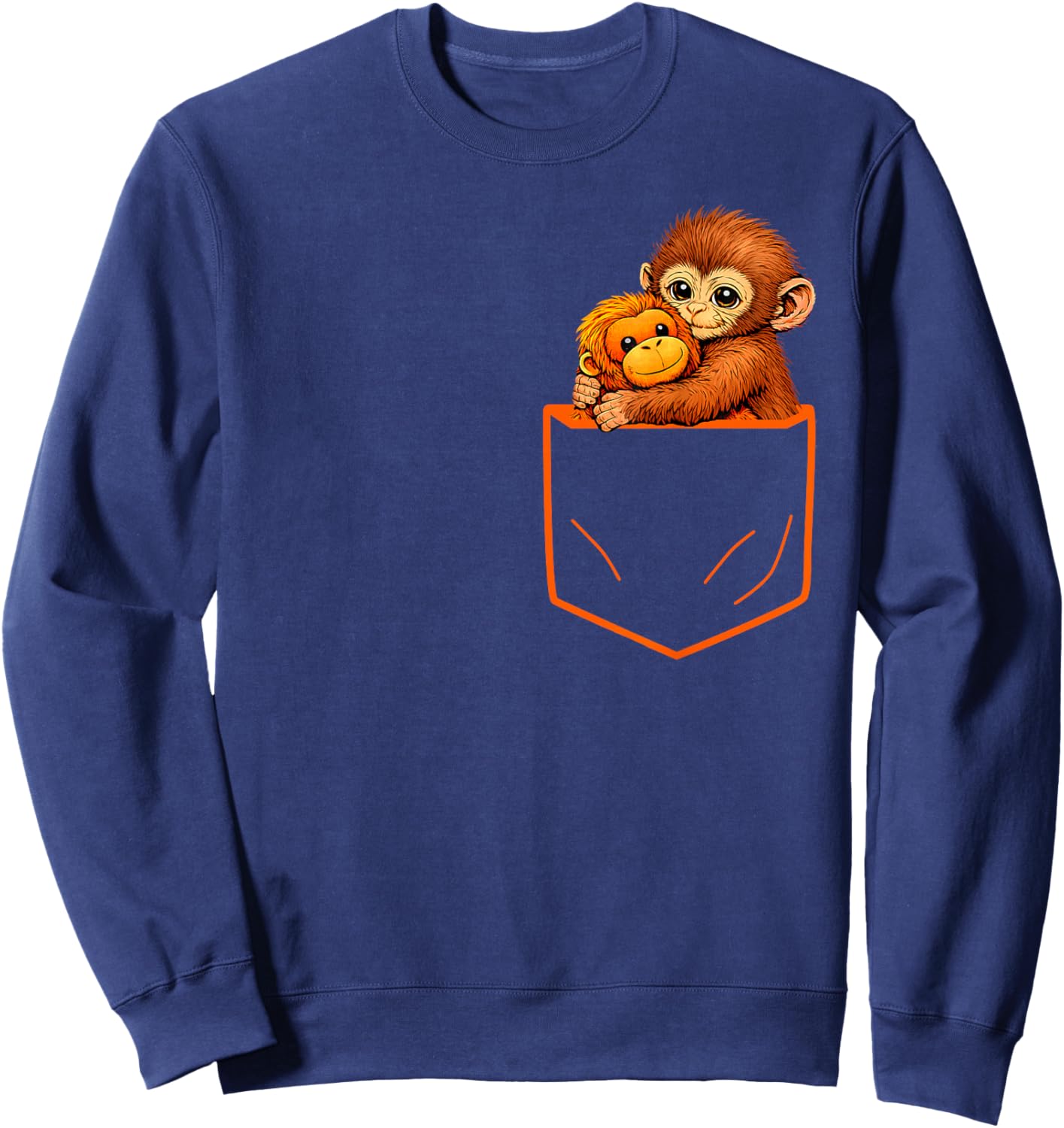 Baby Monkey Punch Orange Pocket Sweatshirt - Sweatshirt | Navy