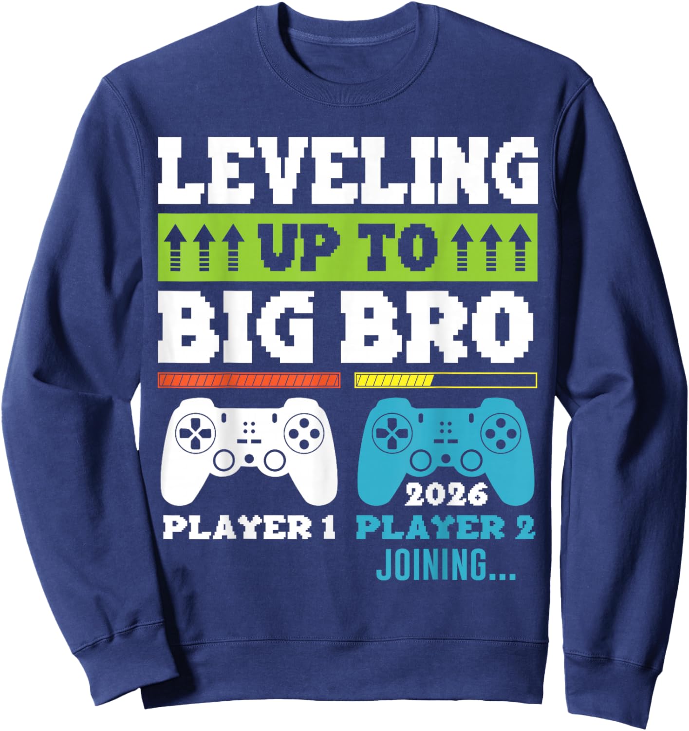 Leveling up to Big Brother est 2026 Gamer Boys Gaming Kids Sweatshirt - Sweatshirt | Navy