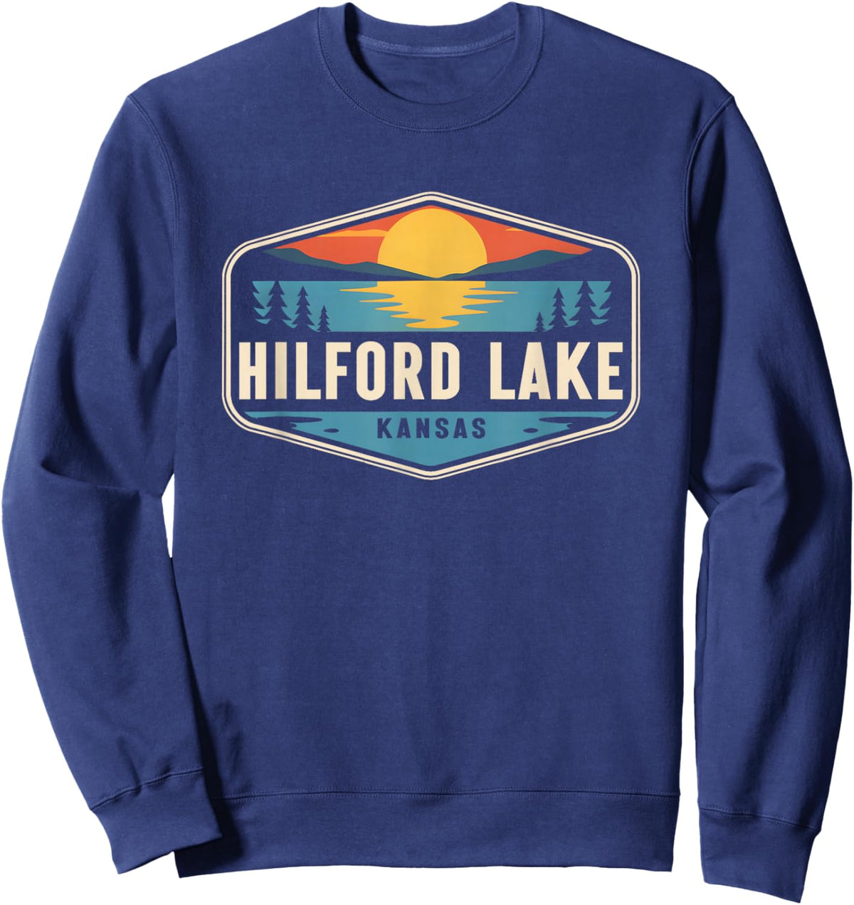 Milford Lake Kansas Outdoors Vintage Sweatshirt - Sweatshirt | Navy