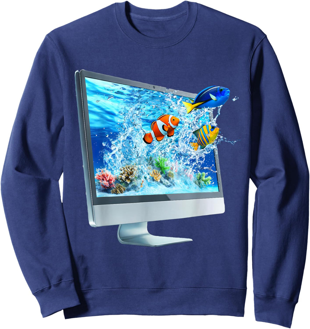 Frutiger Aero Fish Sweatshirt - Sweatshirt | Navy