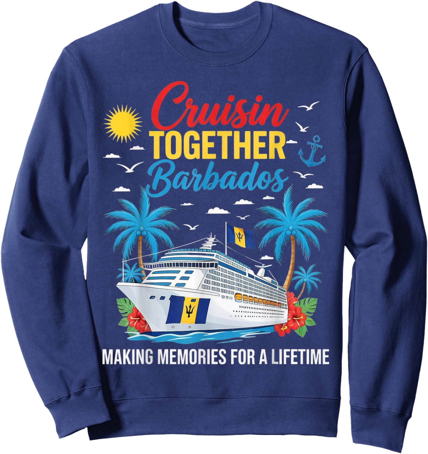 Cruisin Together Barbados Barbadian Bajan Flag Barbados Sweatshirt - Sweatshirt | Navy